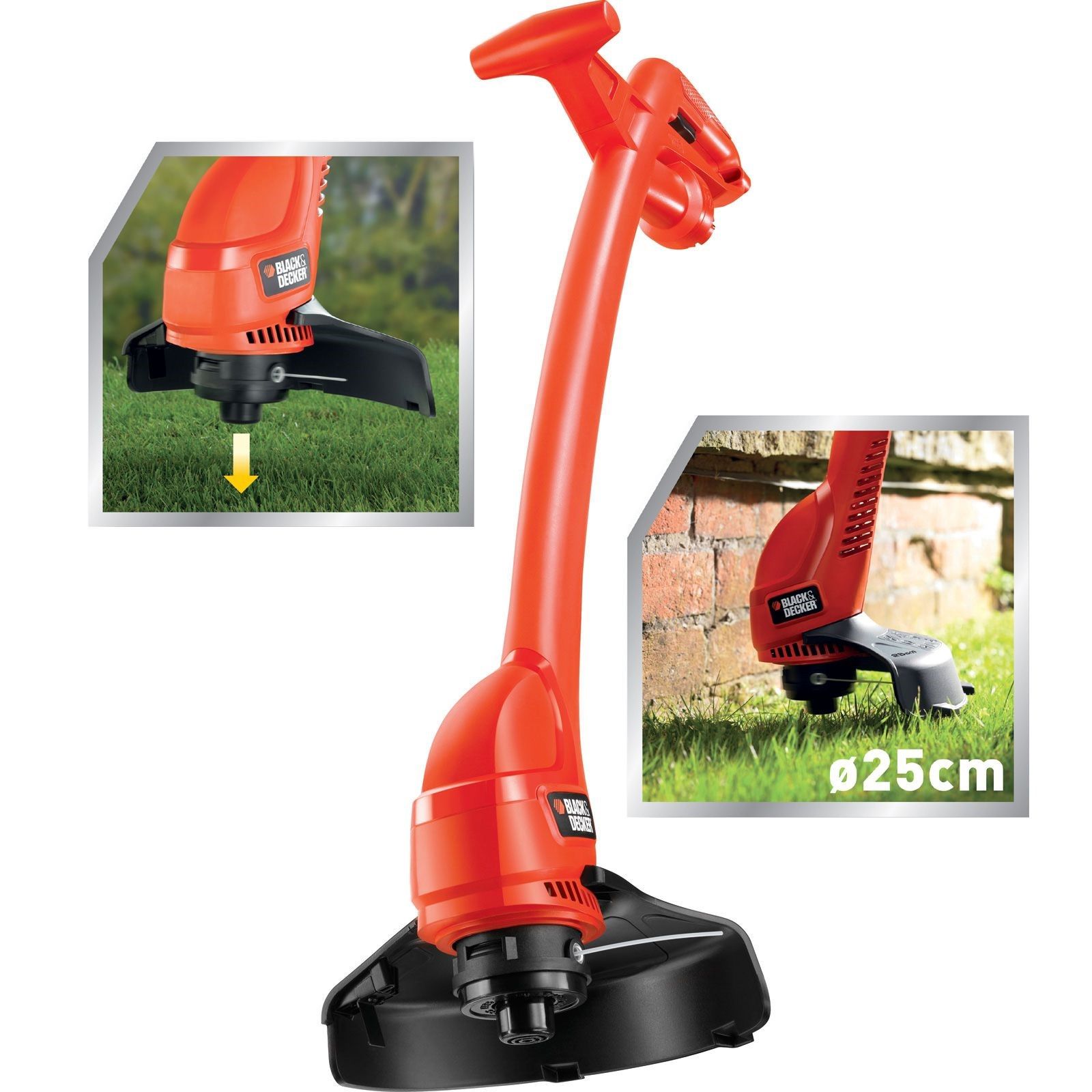 Black Decker Grass Trimmer 350W 2 handed bump feed 25cm