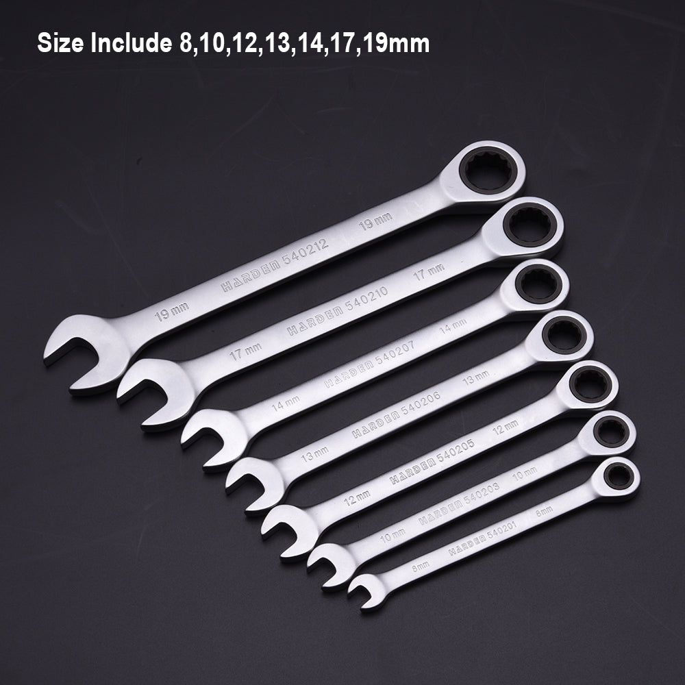 Harden 7pcs Fixed combination gear spanner set