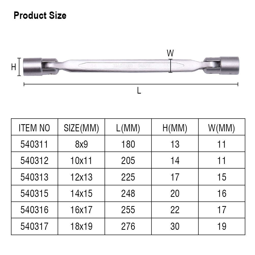 Harden Double Socket WrenchSize10 x 11mm