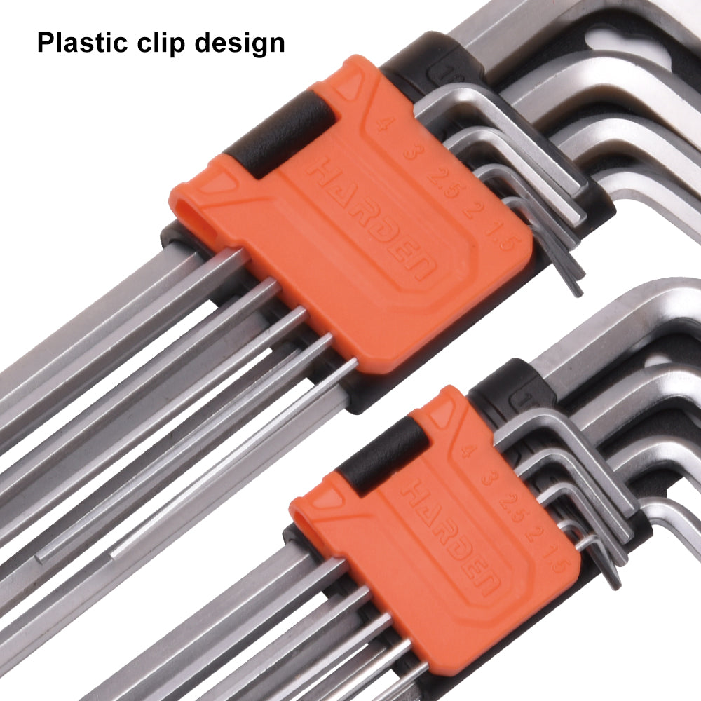 Harden 9Pcs Short Hex Key Wrench Size 1.5 - 10mm