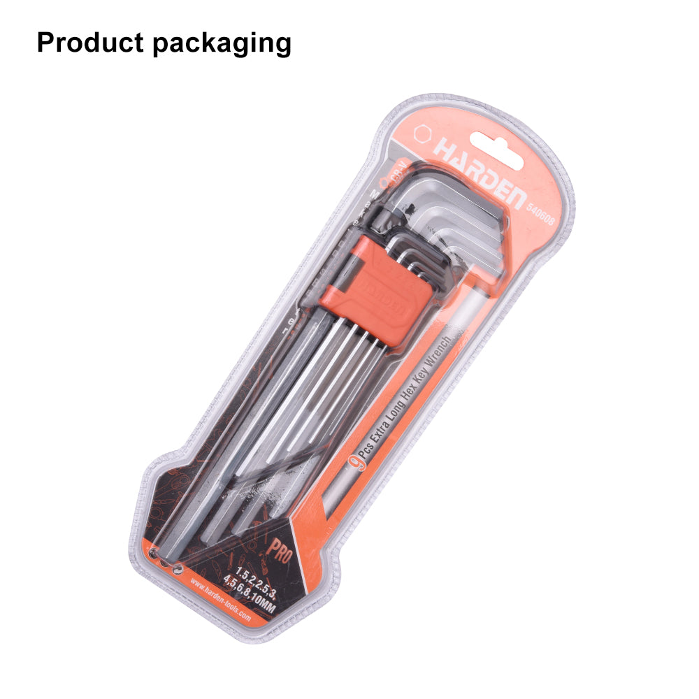 Harden 9Pcs Short Hex Key Wrench Size 1.5 - 10mm