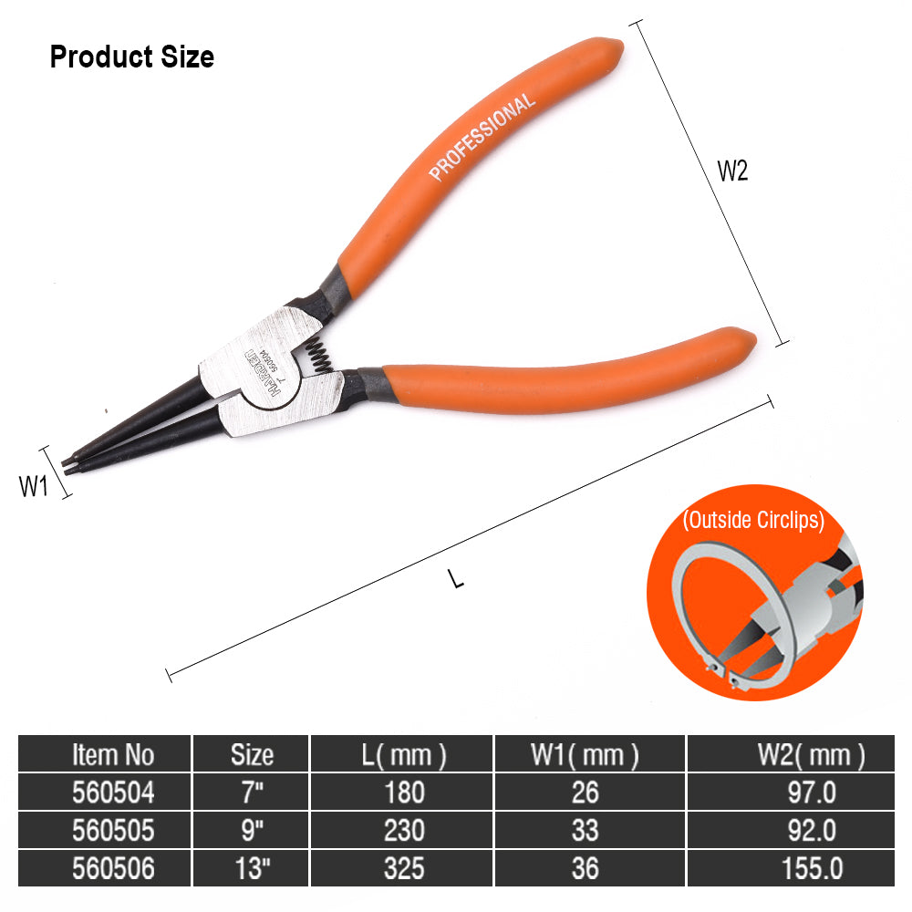 Harden Circlip Plier External Straight Jaw Size 13"