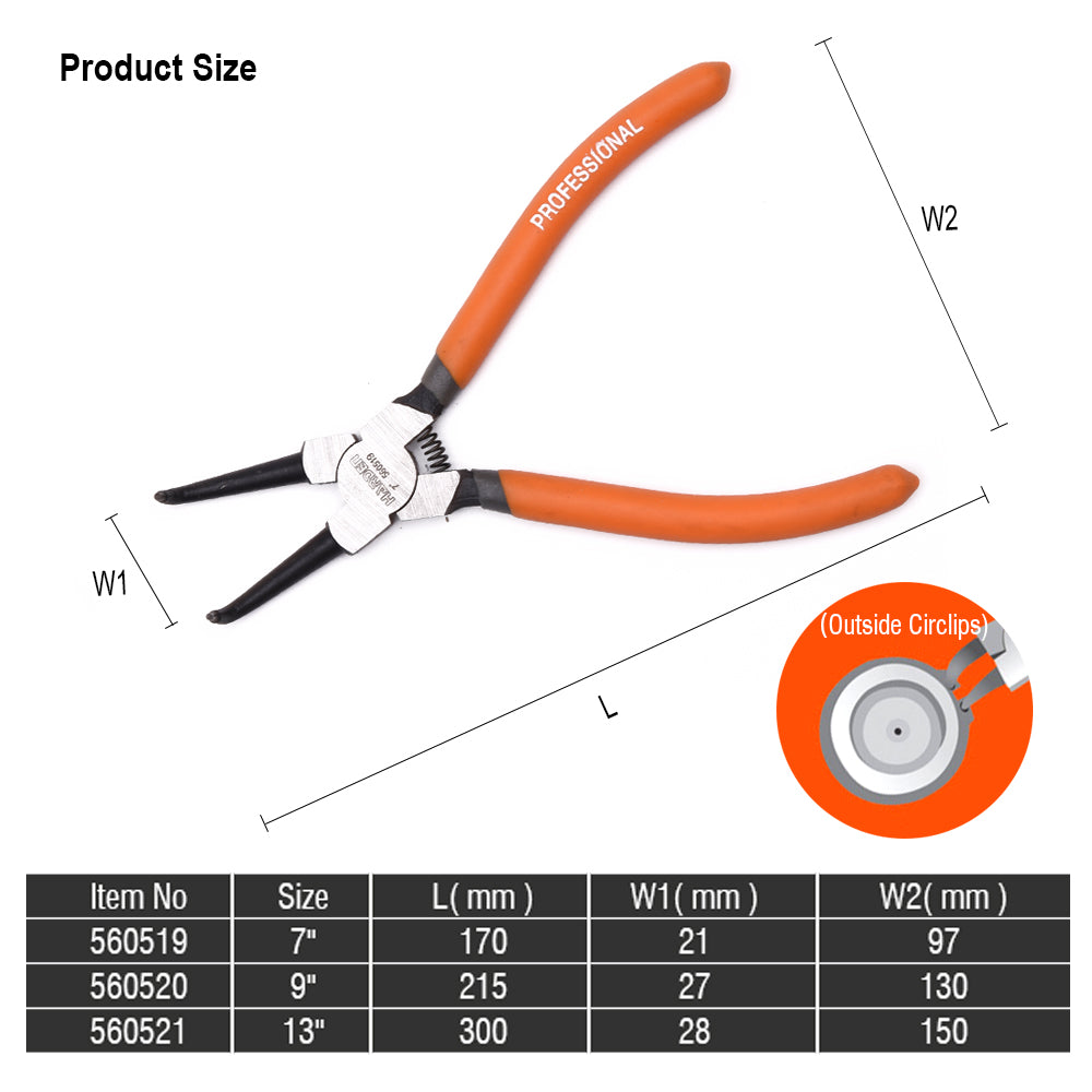 Harden Circlip Plier Internal Bent Jaw Size 13"