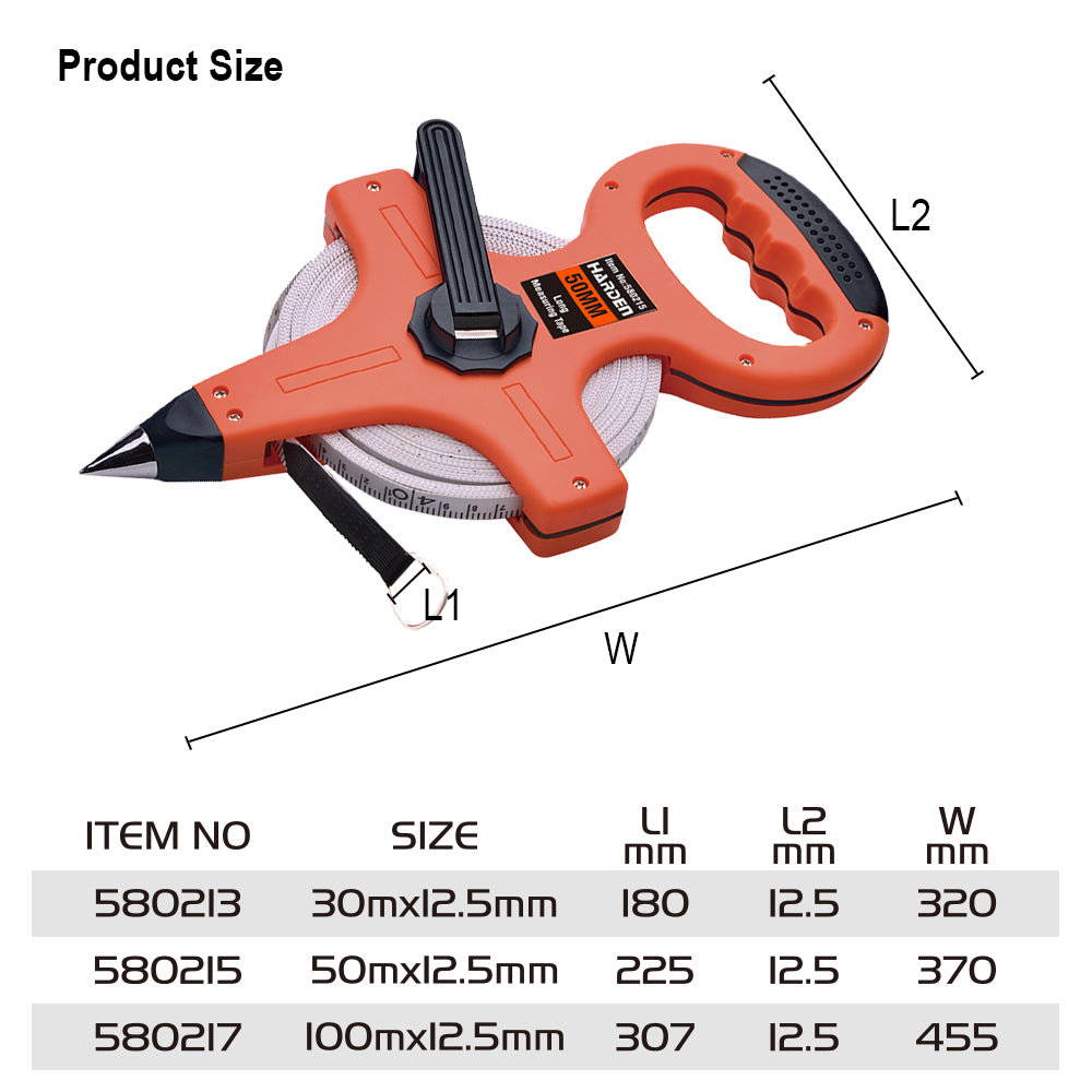 Harden Long Fiber Measuring Tape 30mx12.5mm 580213