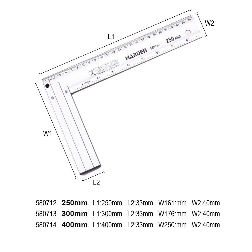 Harden Aluminium Try SquareSize300mm