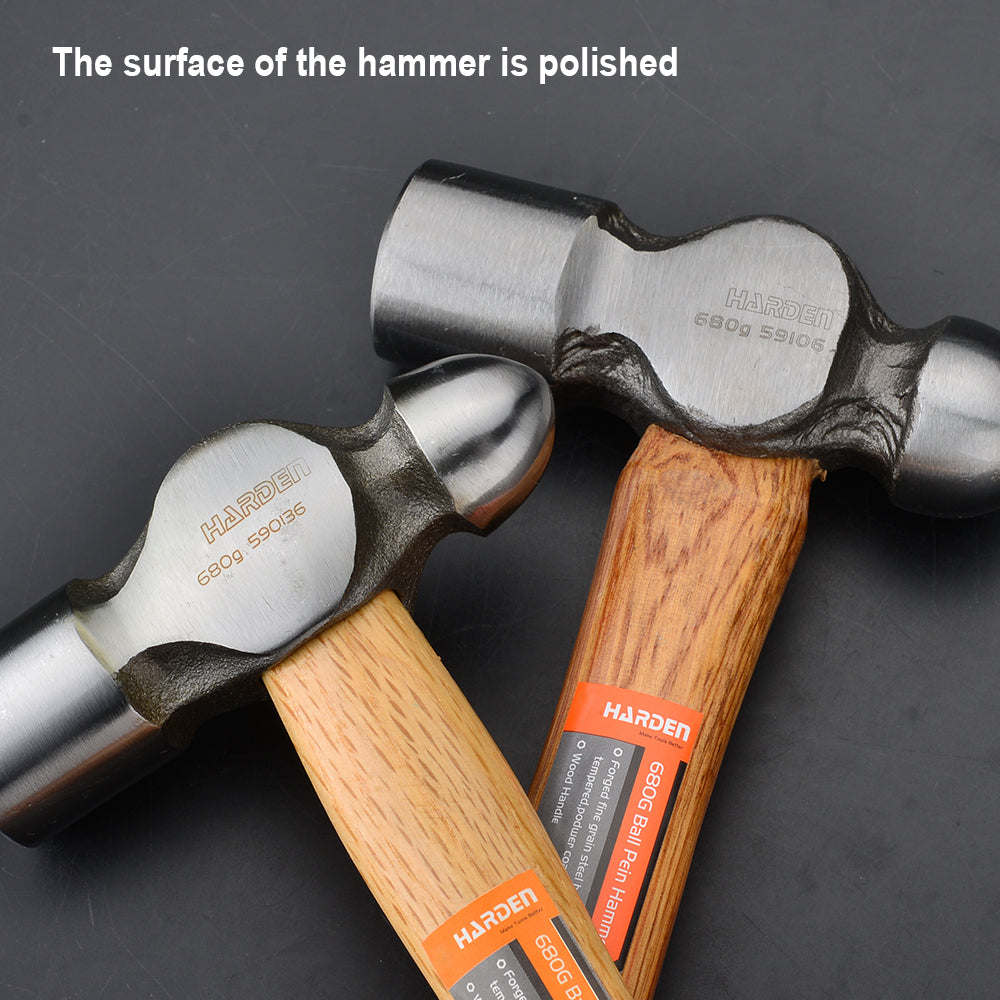 Harden Ball Pein Hammer with Oak Wood 0.45kg