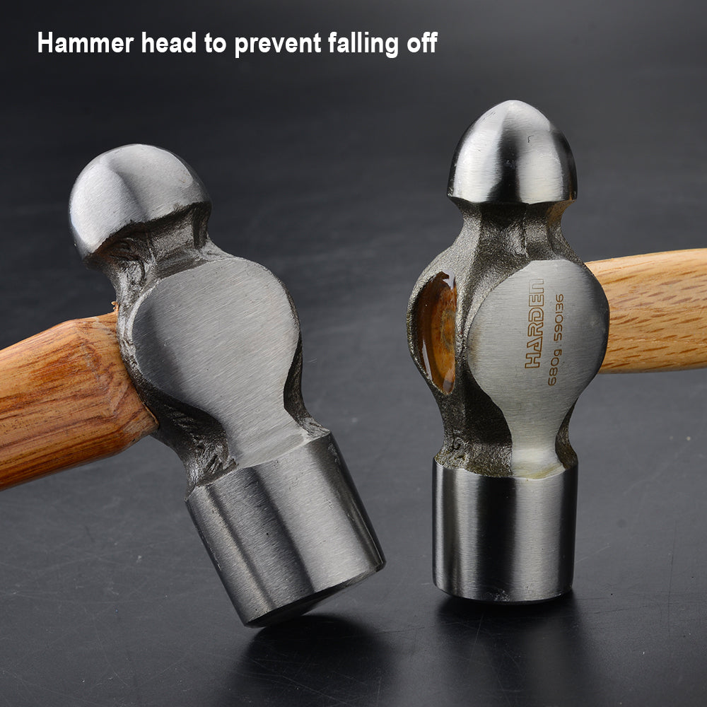 Harden Ball Pein Hammer with Oak Wood 0.45kg