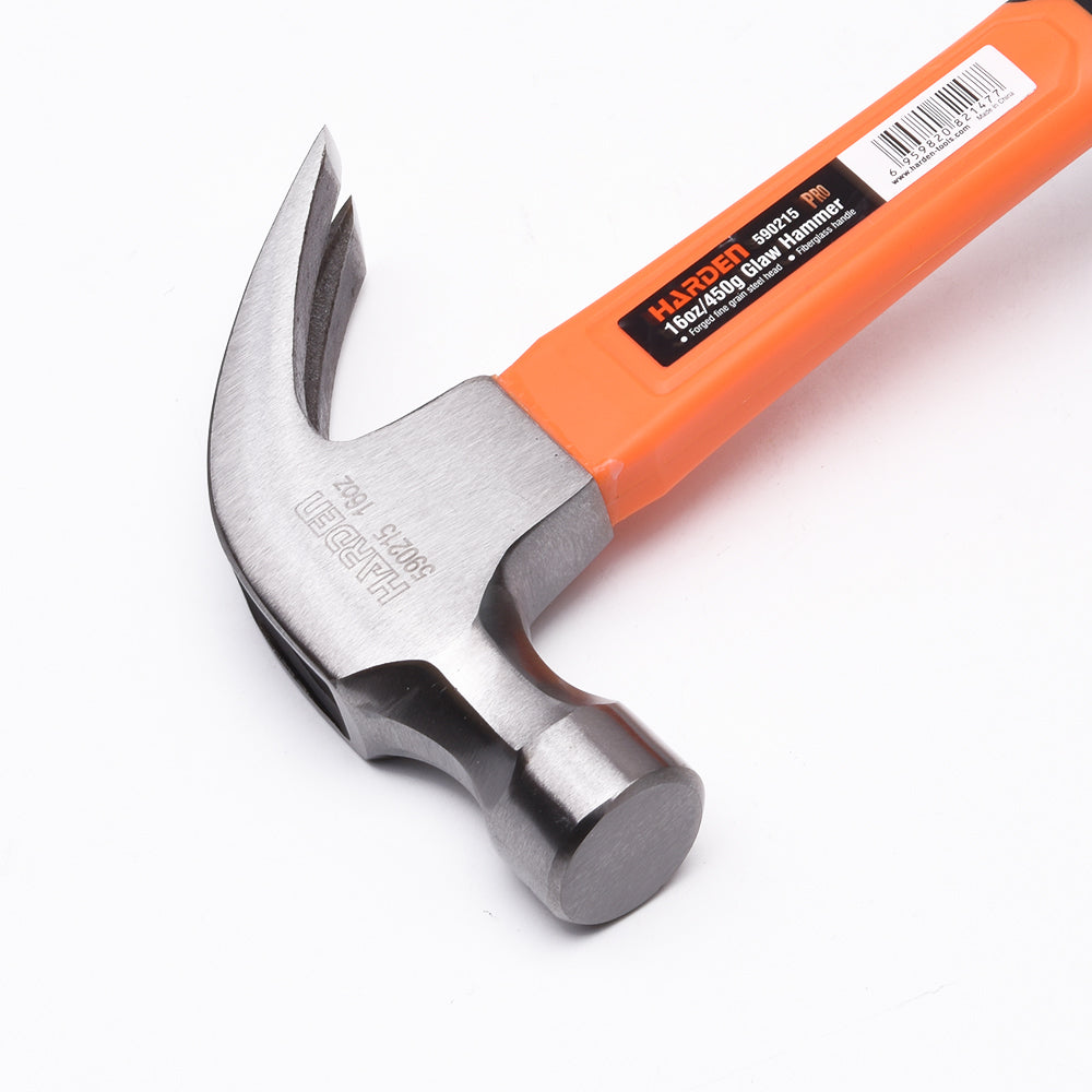 Harden Claw Hammer with Fiberglass Handle 0.50kg/16oz