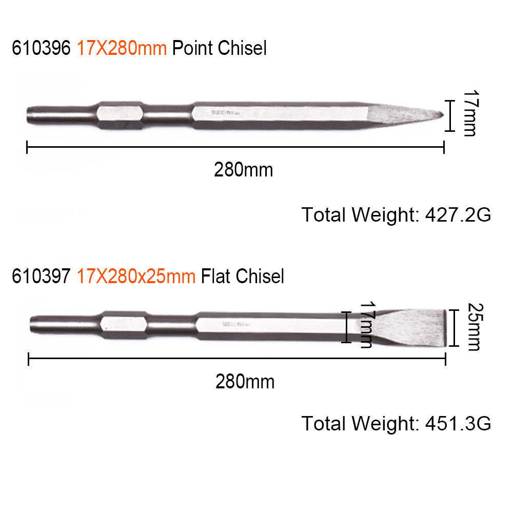 Harden 17X280X25mm Hex Flat Chisel 17 x 280mm