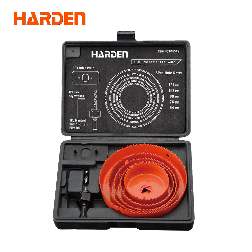 Harden 8Pcs Holesaw For Wood