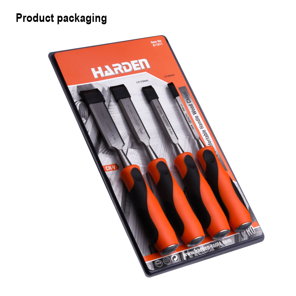 Harden 4PCS Orange black handle wood Chisel