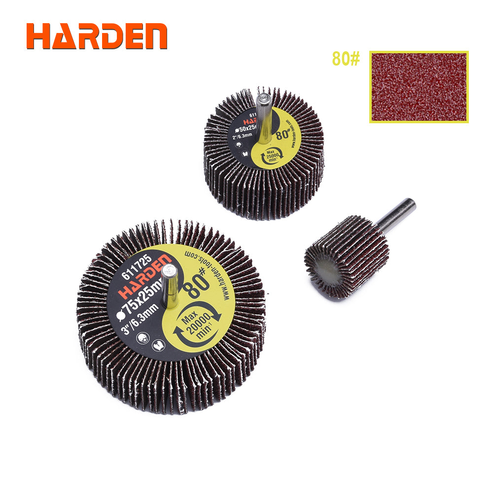 Harden ￠50X25X6.3mmX80# Flap wheel with shaft 611715