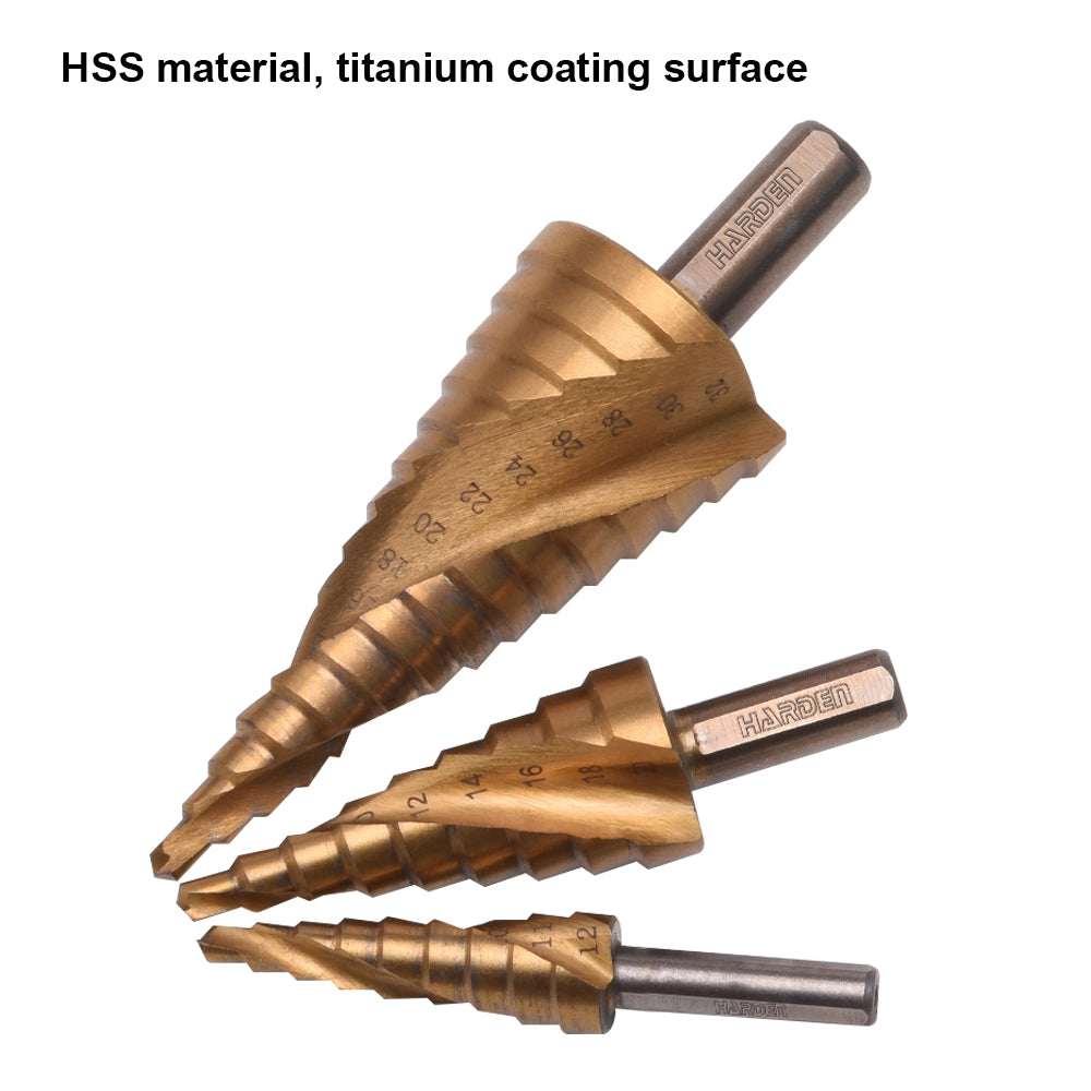 Harden 3pcs step drill bit set