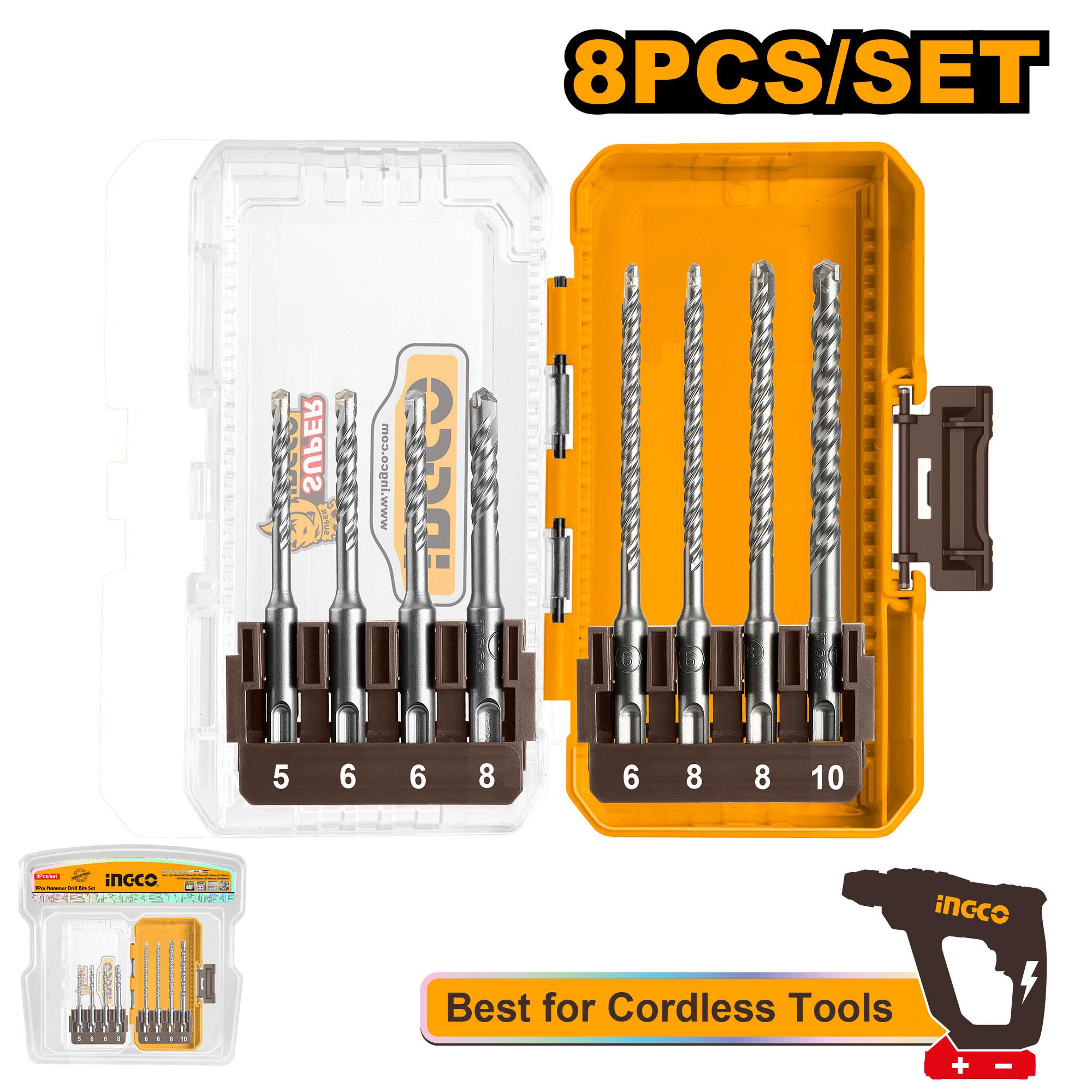 Ingco 8 Pcs SDS plus hammer drill bits set  AKDL11806