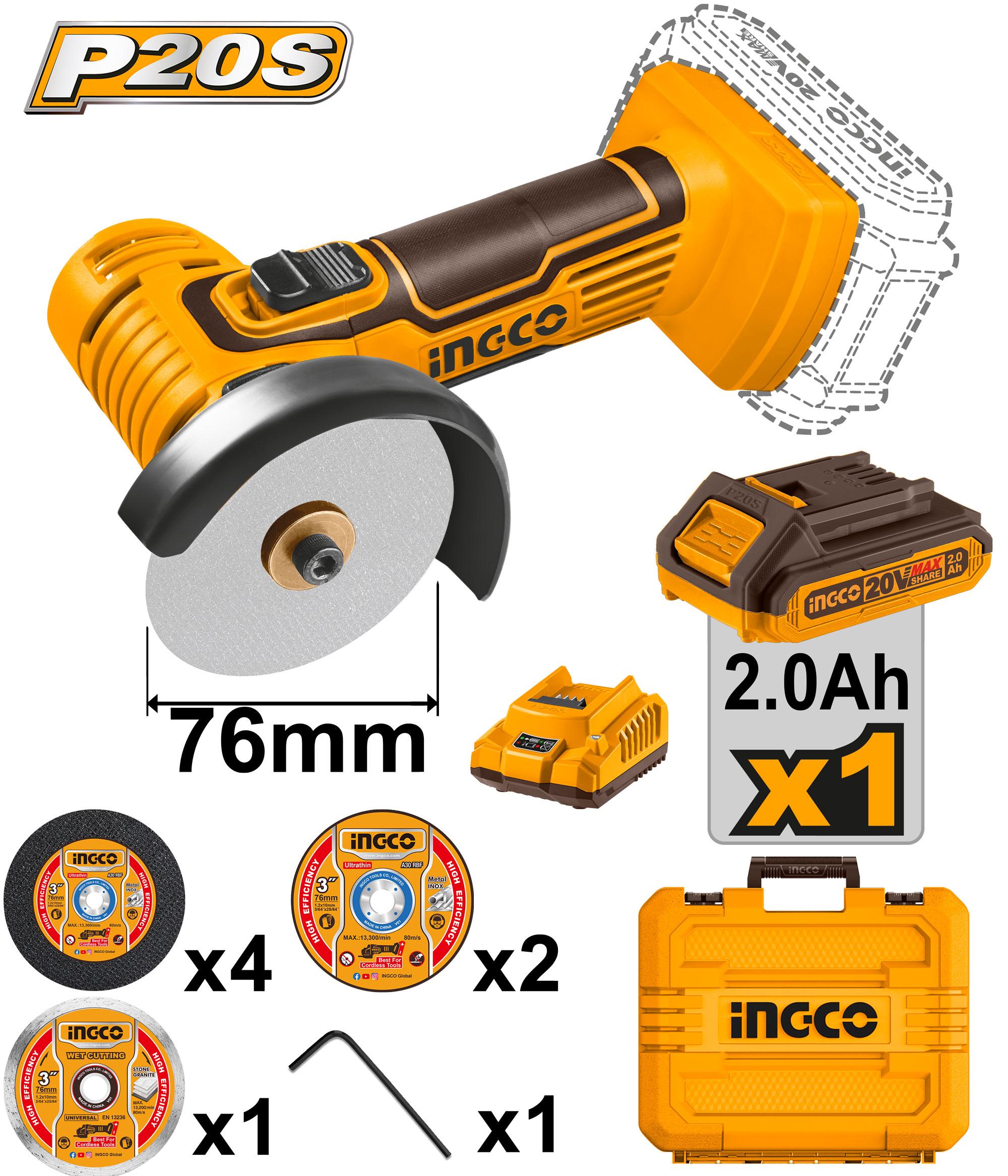 Ingco Cordless mini cut-off tool 20V CAGLI76012