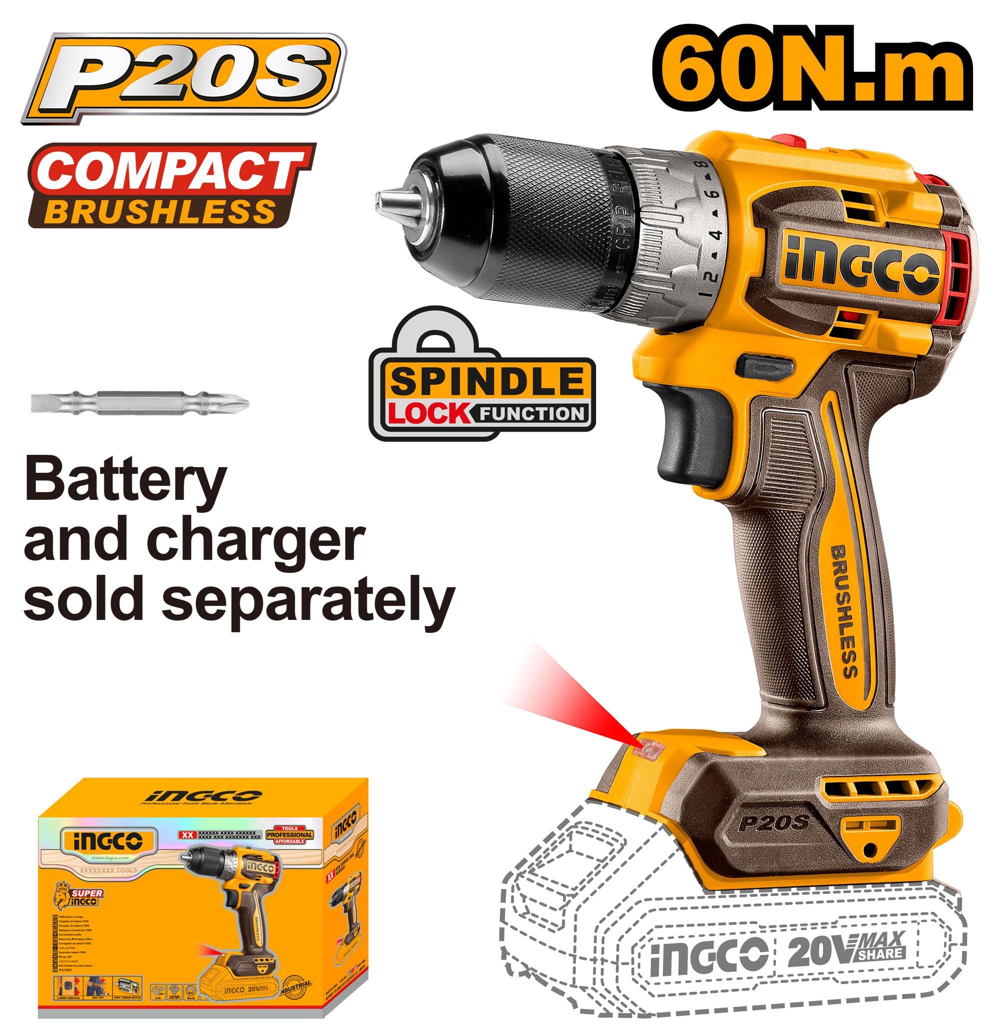 Ingco Compact Brushless Cordless Drill 20V CDLI206021