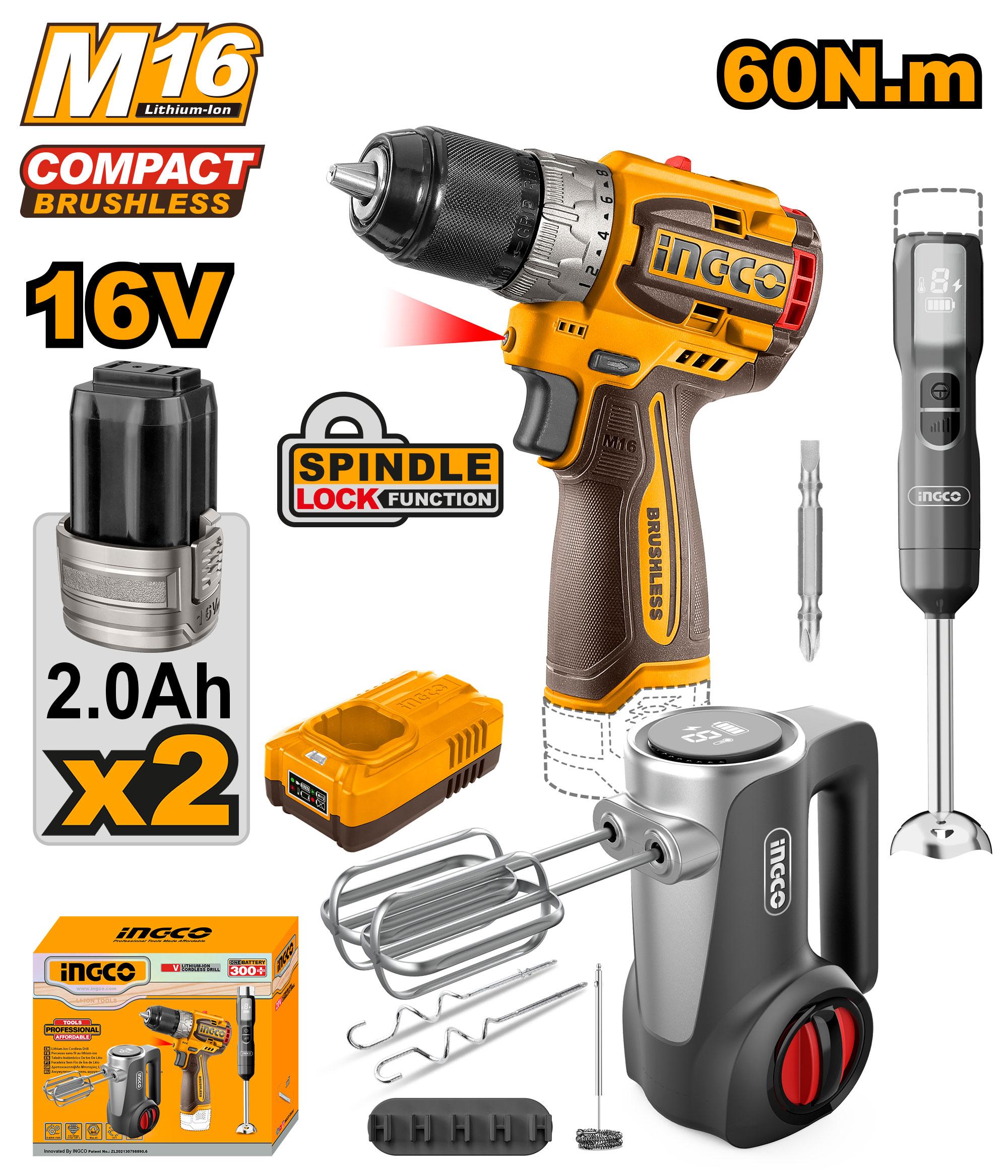 Ingco Cordless 3 pcs combo kit 16V CKLI1638