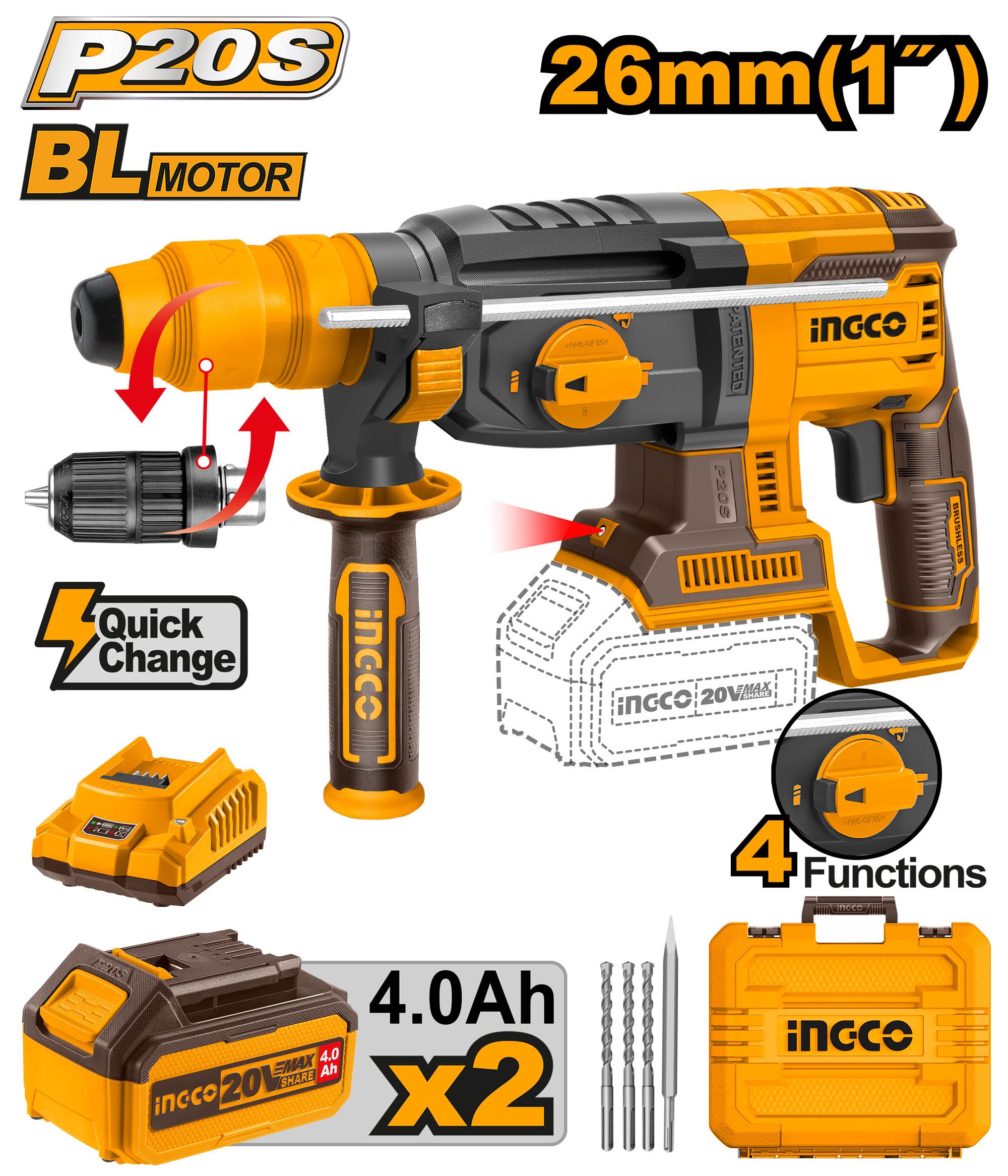 Ingco Cordless rotary hammer 20V CRHLI202289