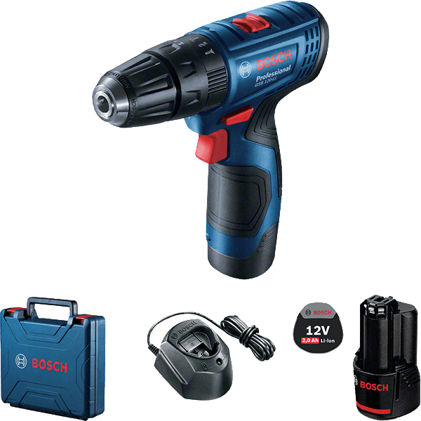 Bosch Cordless Percussion Driver Drill, 10mm, 12V, Li-ion, Extra Battery Included GSB120 LI Professional