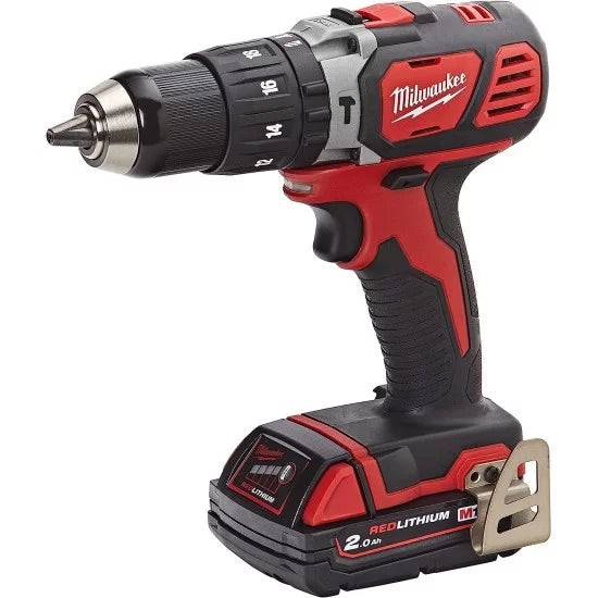 Milwaukee Cordless Impact Drill Machine 13mm Keyless Chuck 18v + 2 Battery M18BPD‐202C