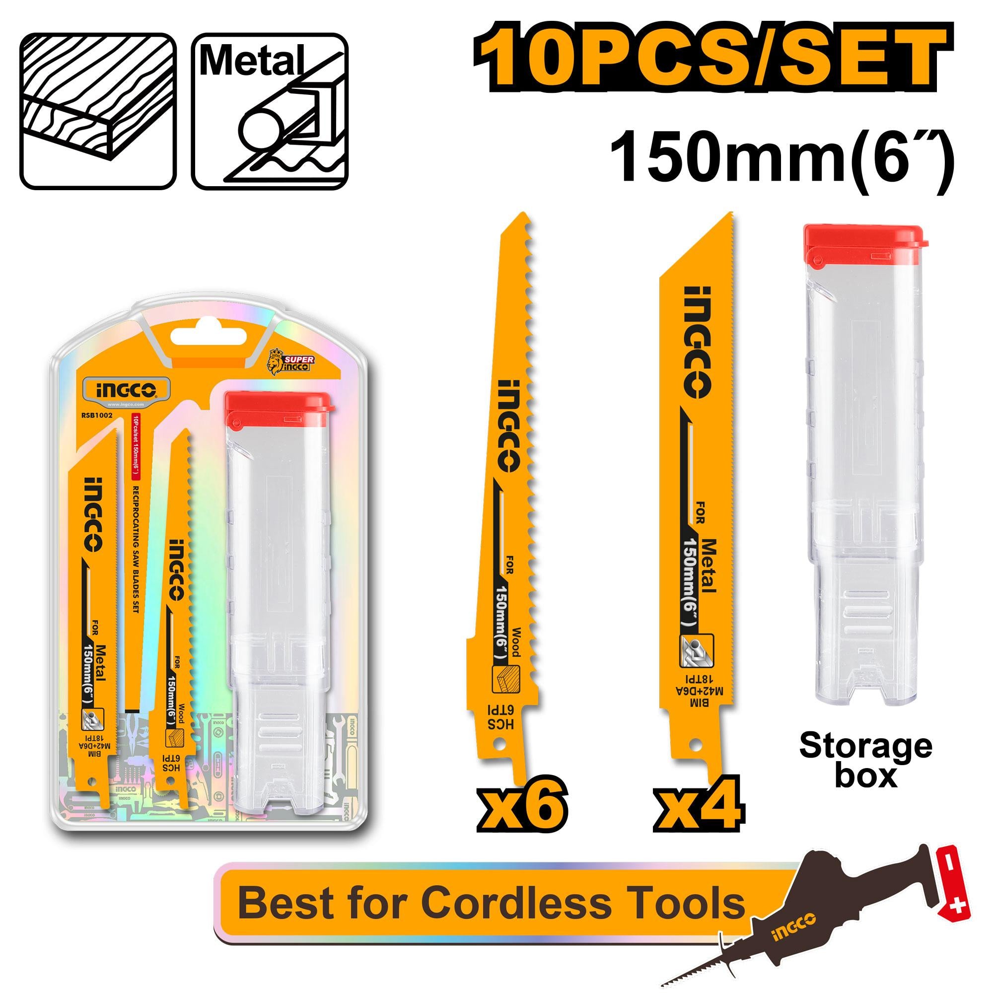 Ingco Reciprocating saw blades set 150mm RSB1002