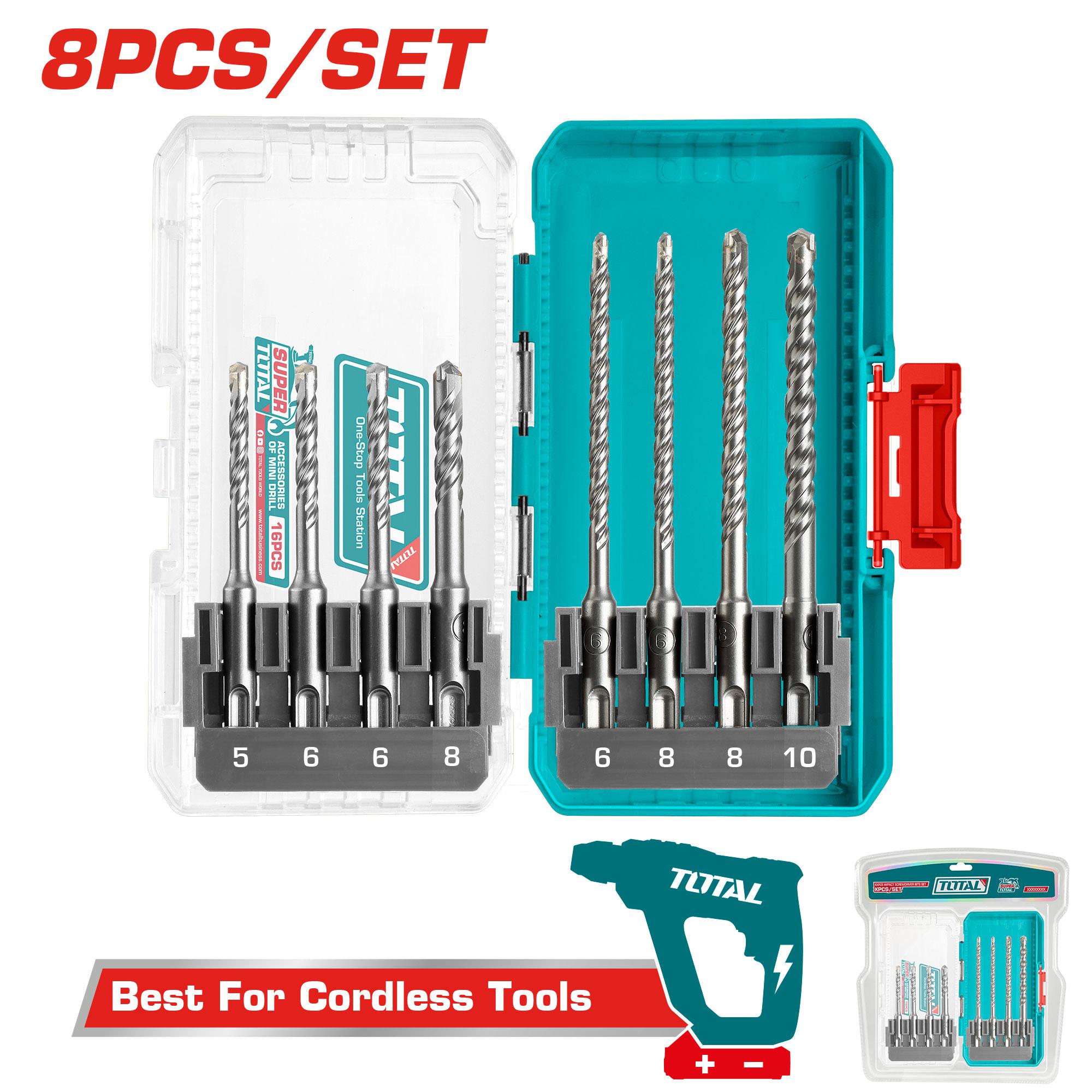 Total 8 Pcs SDS plus hammer drill bits set TACSDL11806