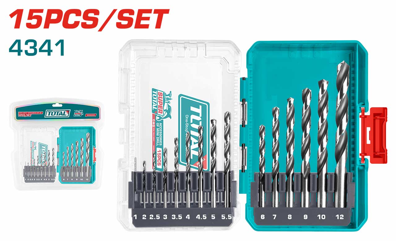 Total 15 Pcs 4341 HSS
drill bits set TACSDL51506