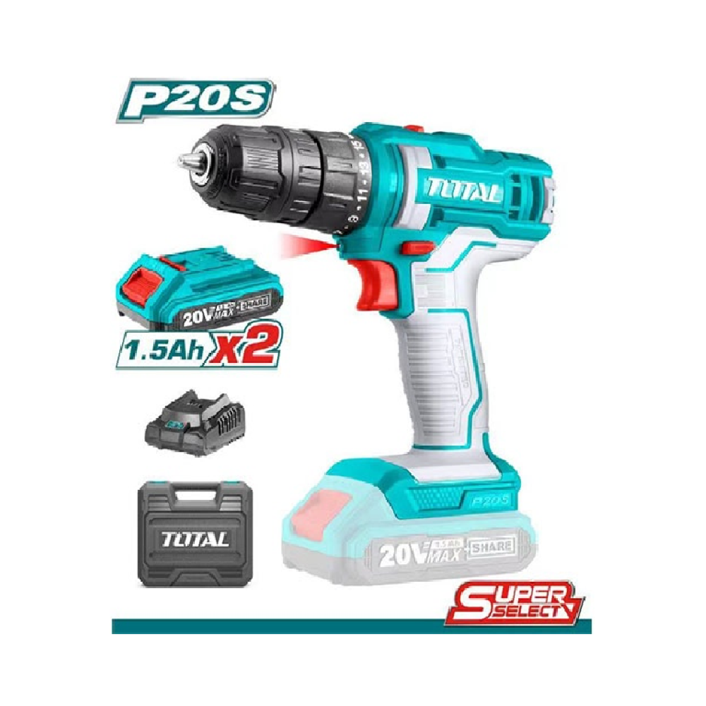 Total Lithium-ion cordless drill 20V TDLI20024(2pc
battery)