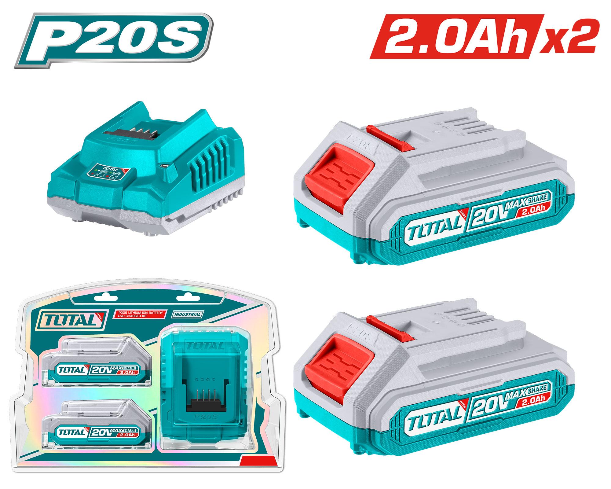 Total P20S Cordless battery and charger kit 20V 2.0AH TFBCPK1222