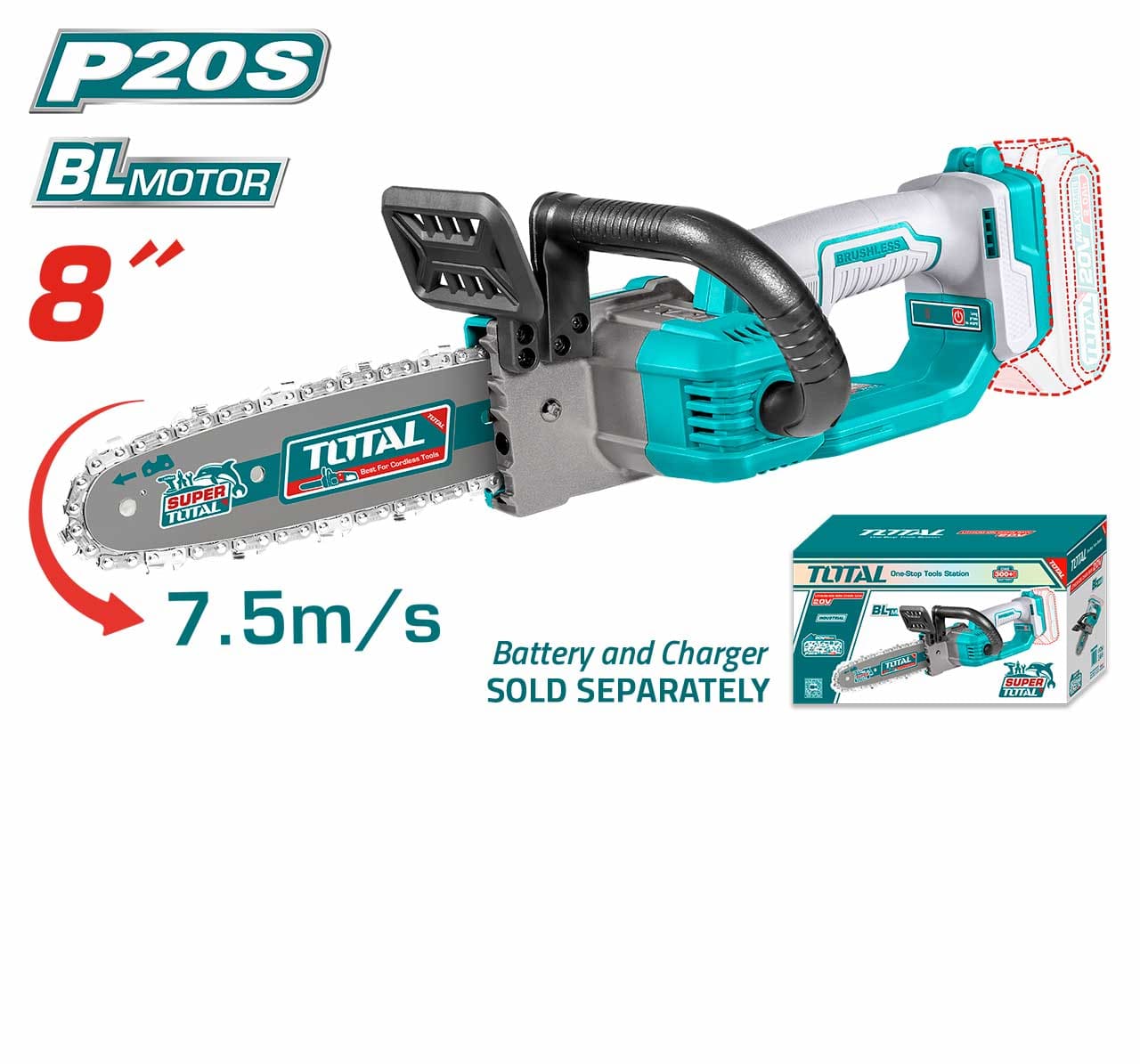 Total Cordless chain saw 20V 8Inch TGSLI2085