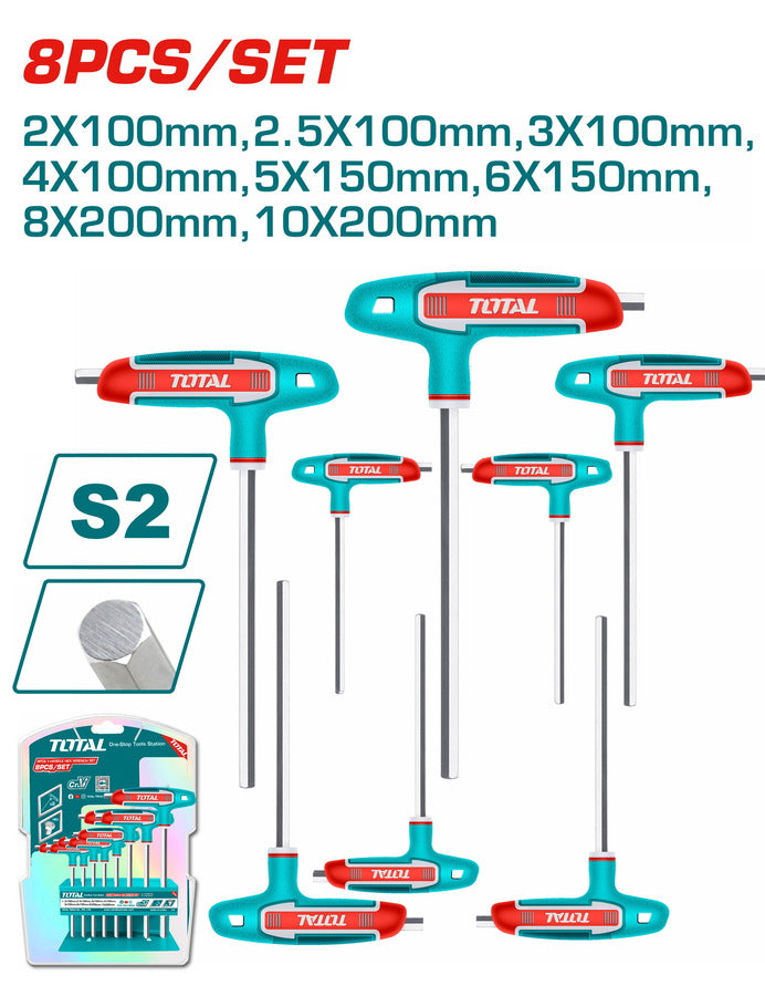 Total 8 Pcs T-handle hex wrench set THHW80816