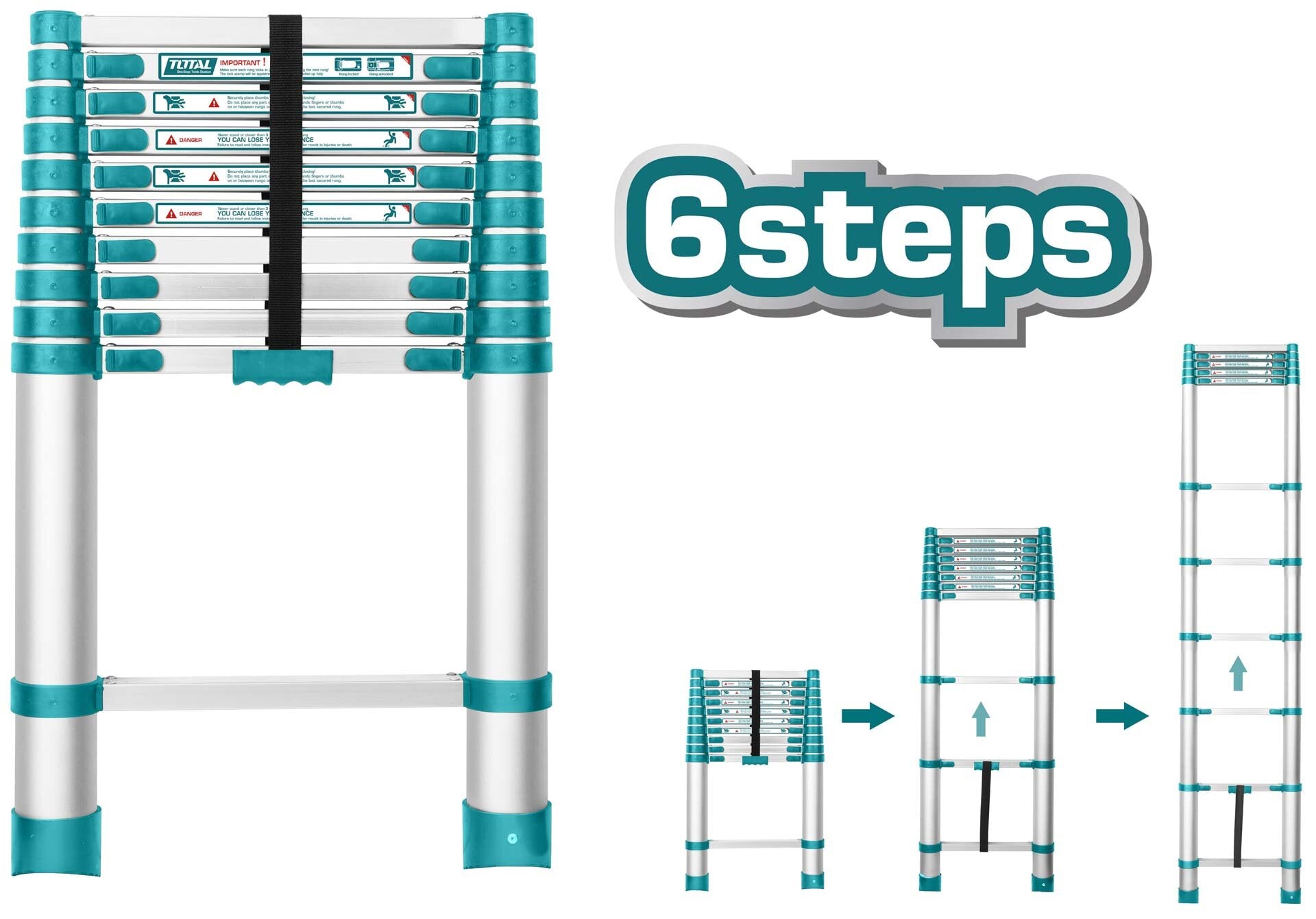 Total Telescopic ladder 1980mm THLAD08061