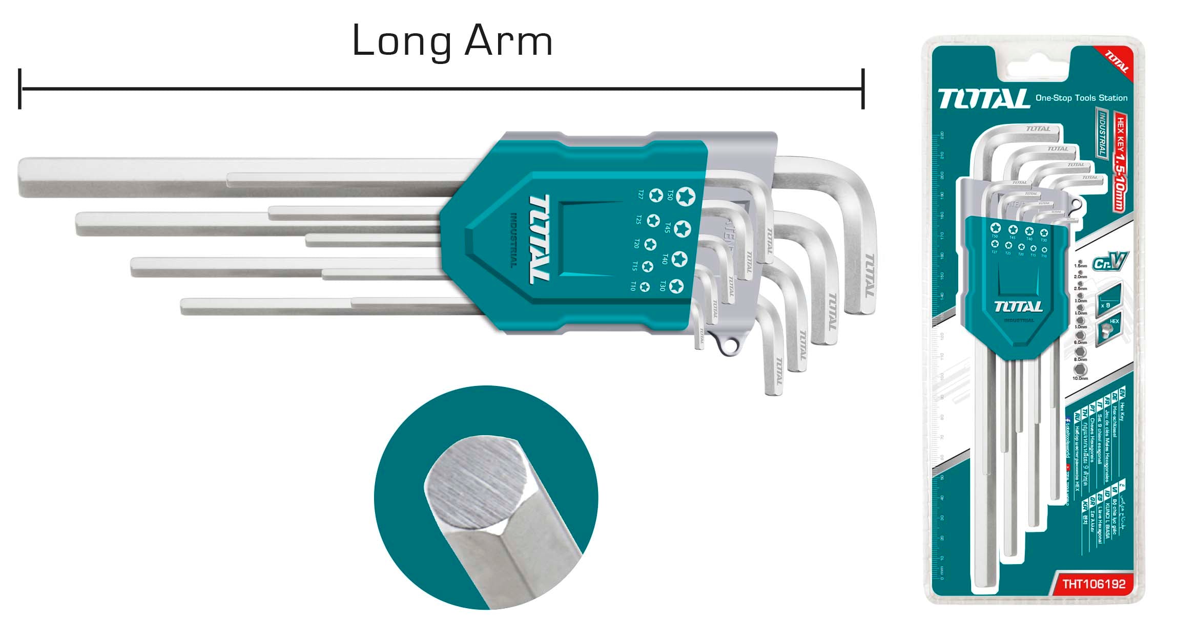 Total 9pcs Hex key set extra long THT106192