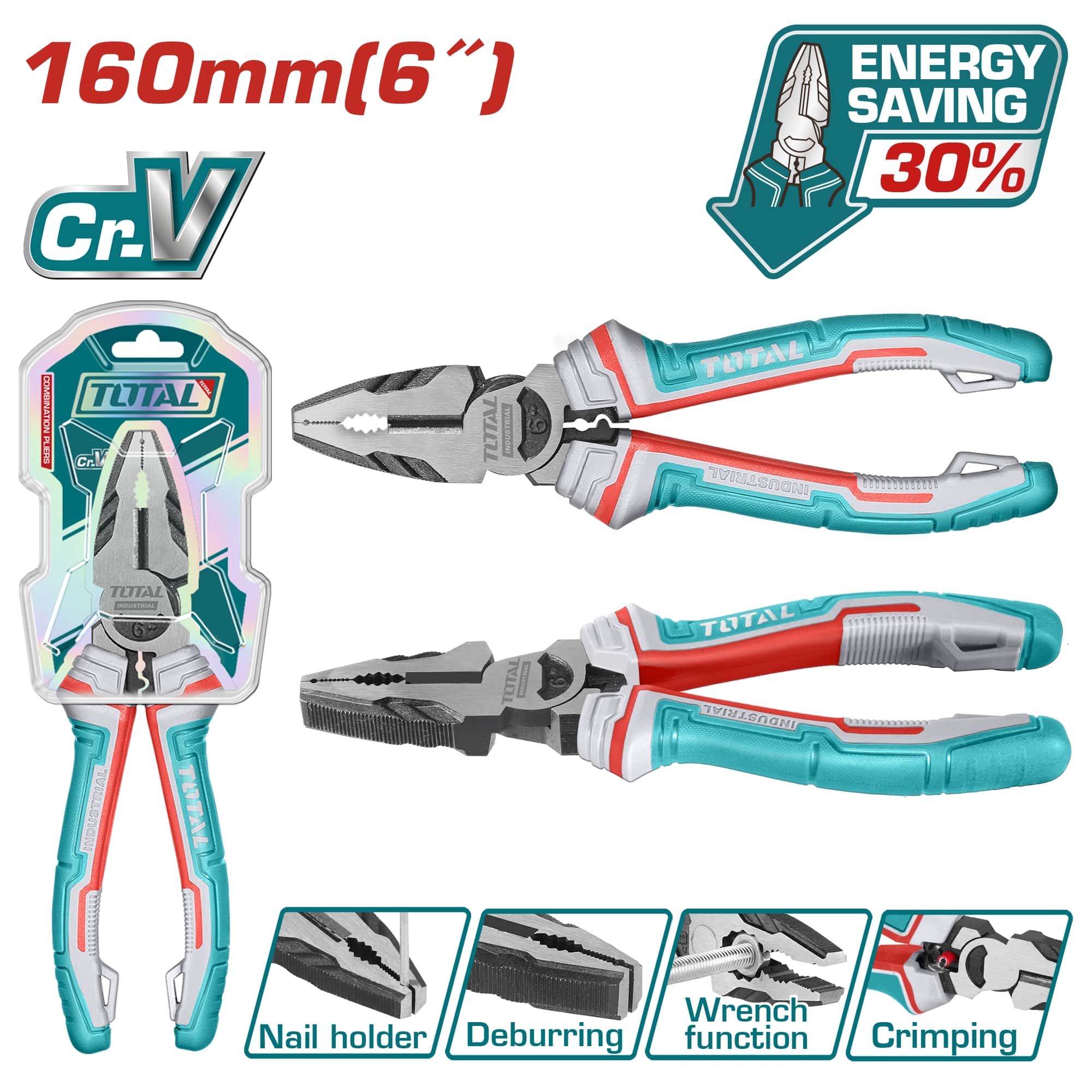 Total High leverage combination pliers 6Inch THT210606S