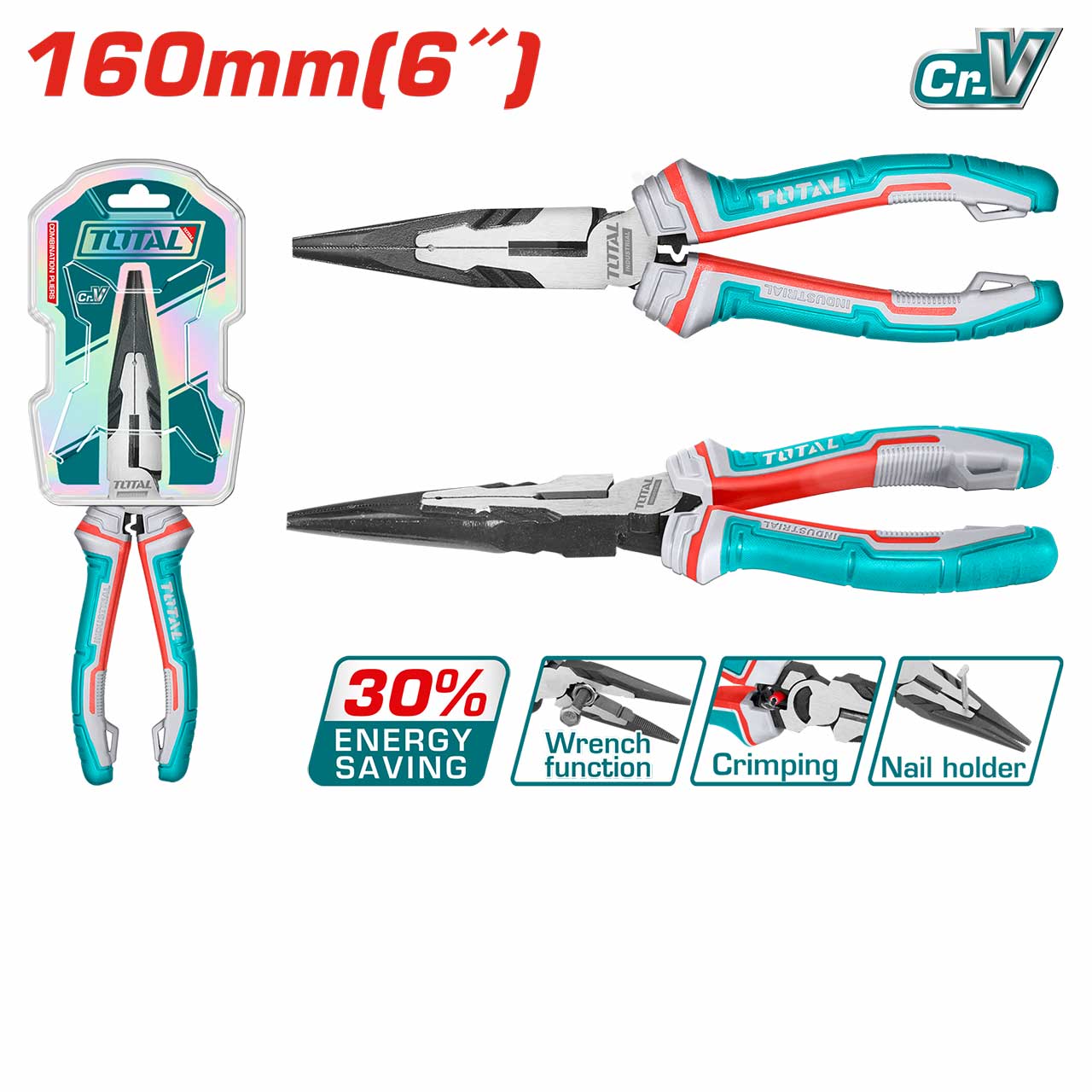 Total High leverage long nose pliers 6inch THT220606S