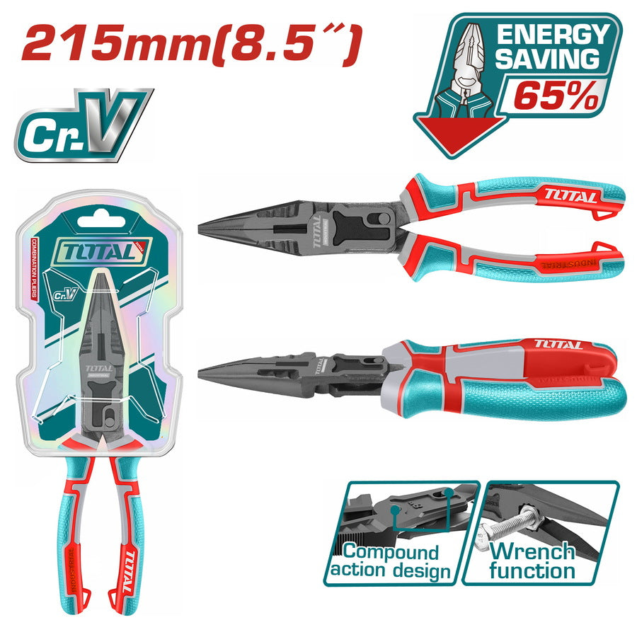 Total Compound action long nose pliers 8.5inch THTC520806