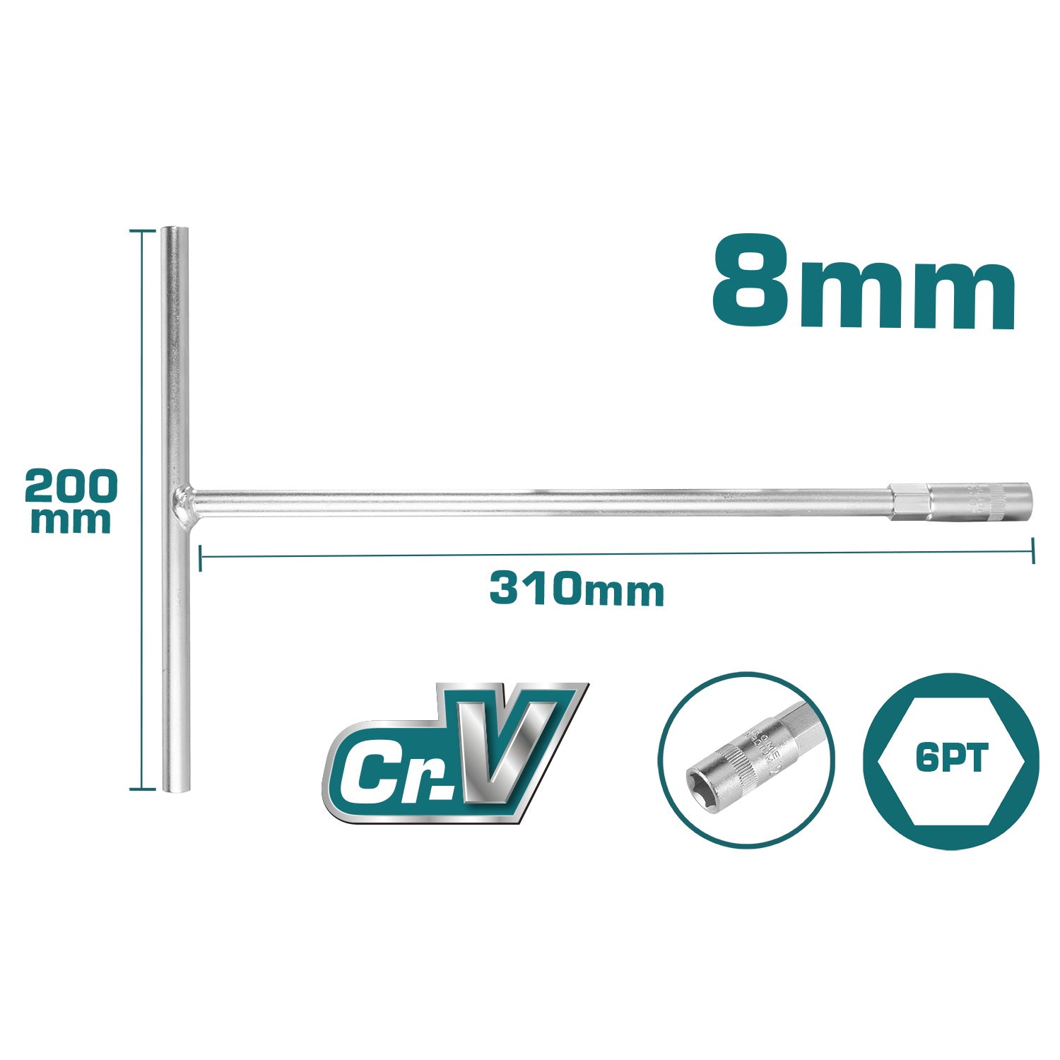 Total T-Handle socket wrench 8mm THTSW0806