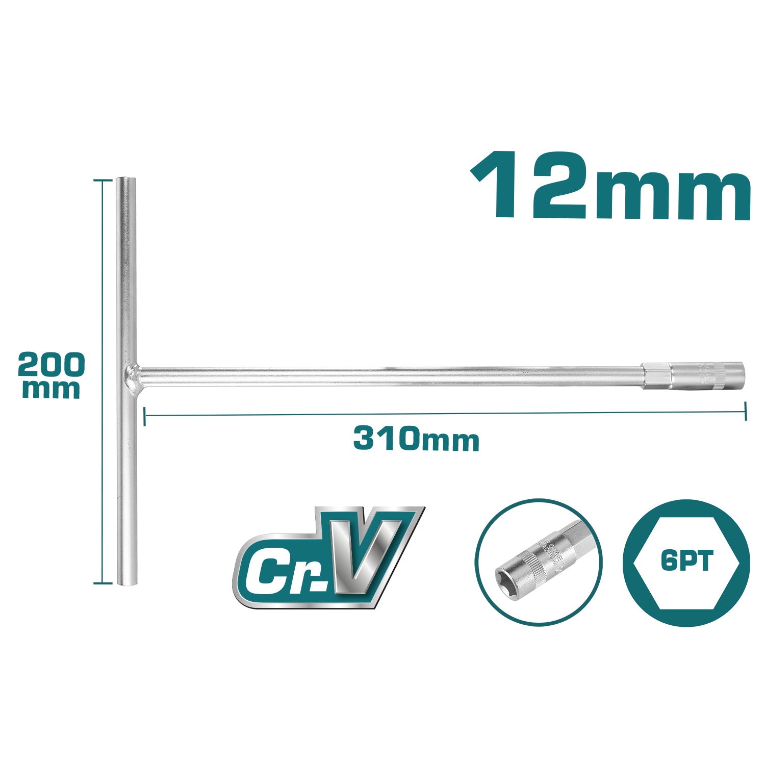 Total T-Handle socket wrench 12mm THTSW1206