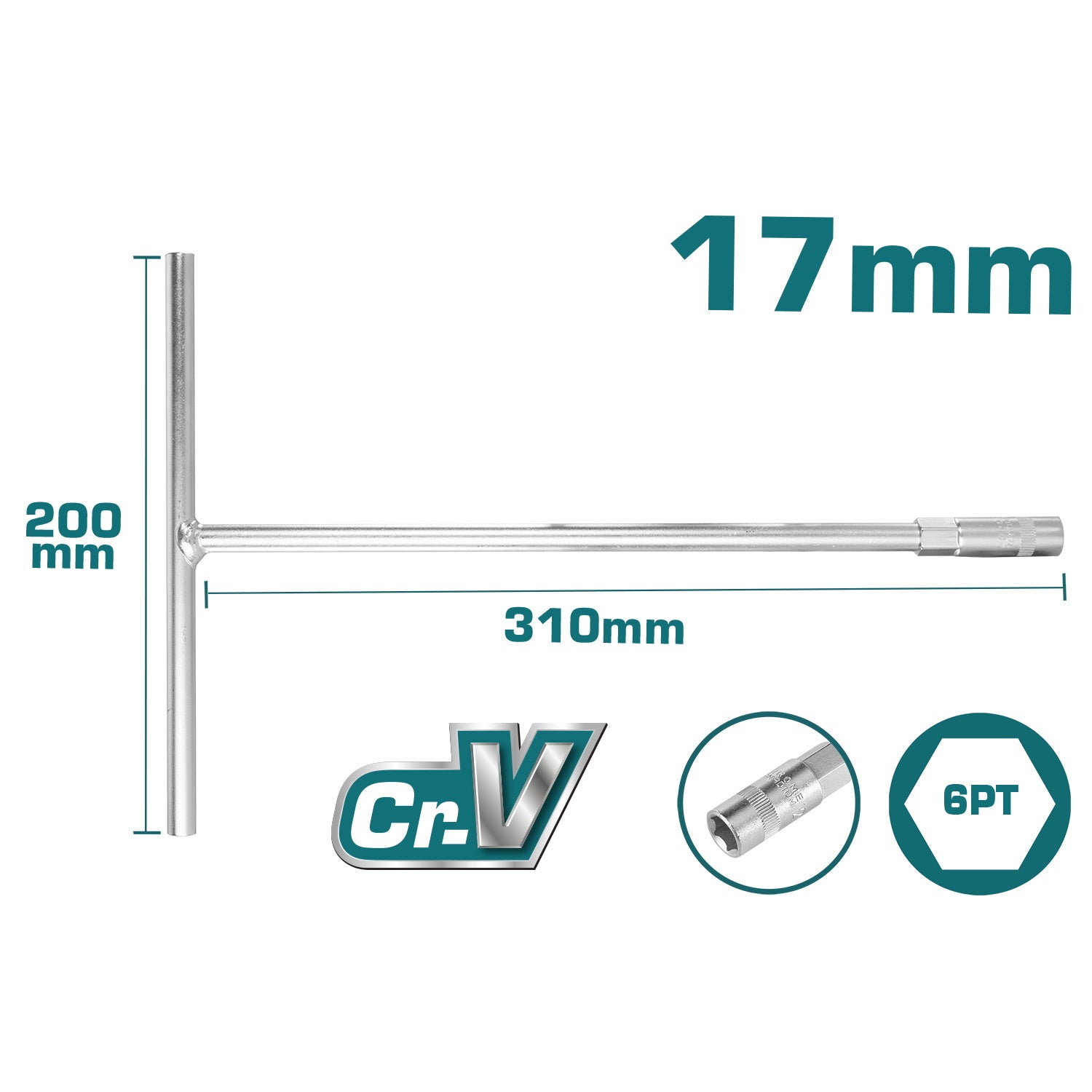 Total T-Handle socket wrench 17mm THTSW1706