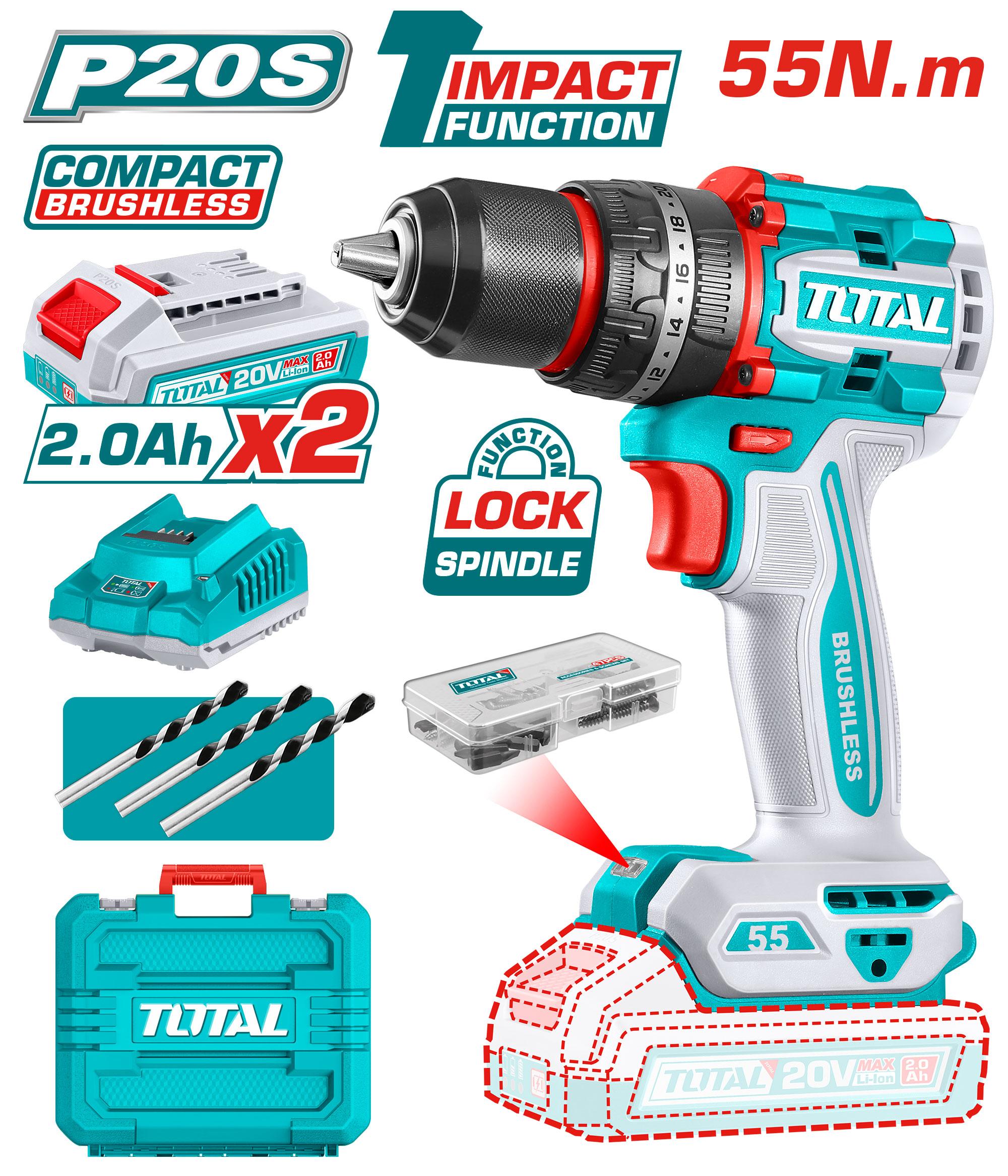 Total Compact Brushless Cordless Impact Drill 20V TIDLI20558