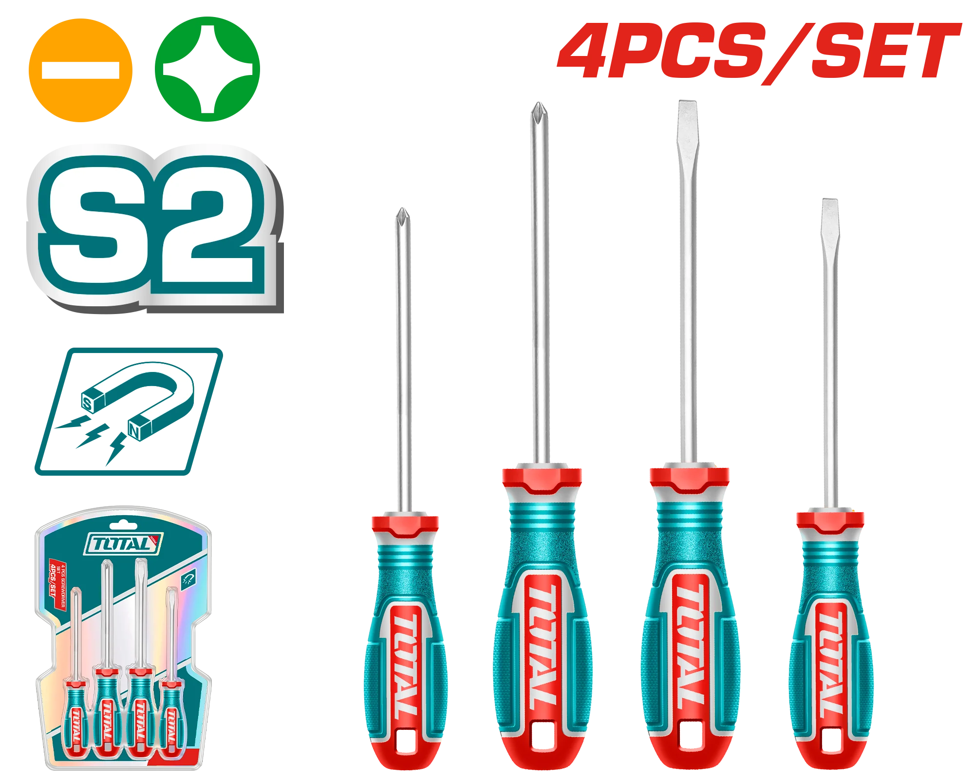 Total 4 Pcs screwdriver set TKSDS0426