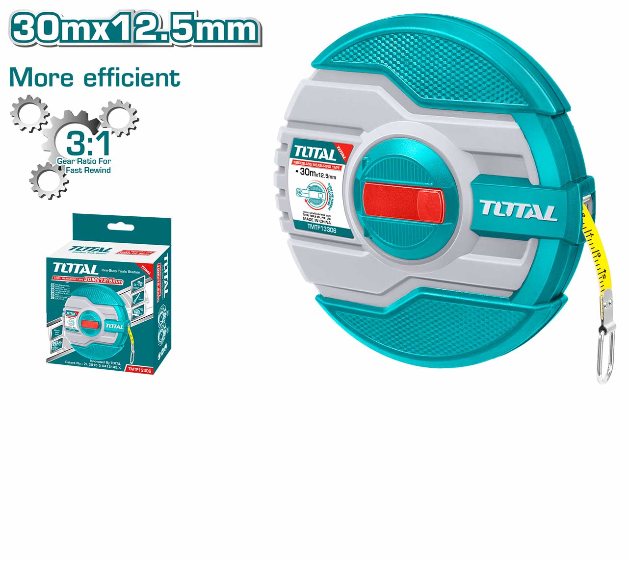 Total Fibreglass measuring tape 30M TMTF13306