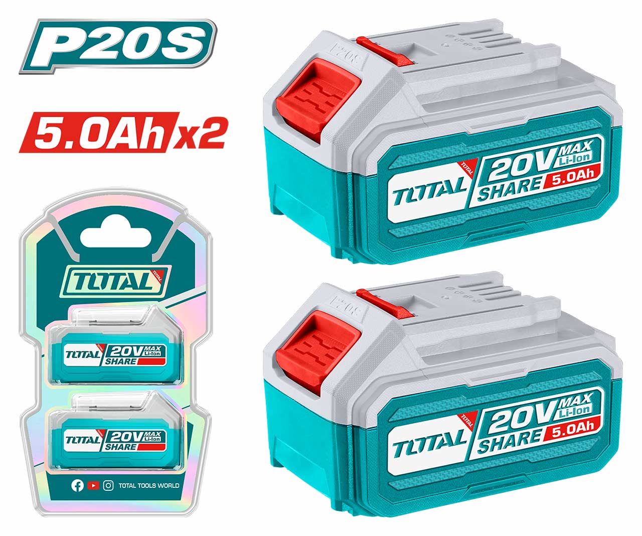 Total P20S Cordless battery kit 5.0AH TOSLI240464