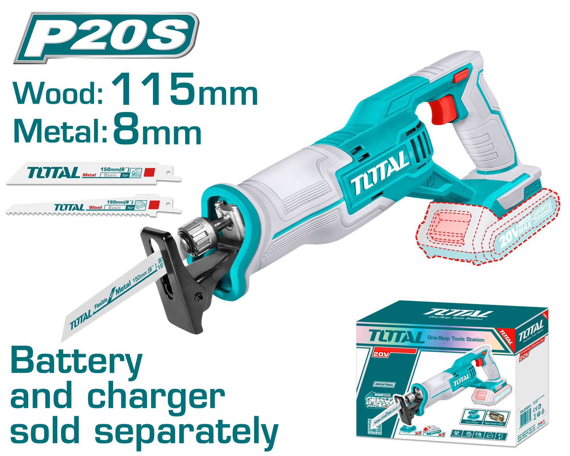 Total Cordless reciprocating saw 20V TRSLI1152