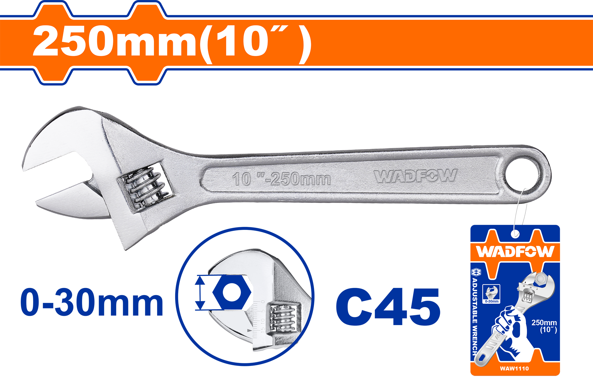 WADFOW Adjustable wrench 10 Inch WAW1110