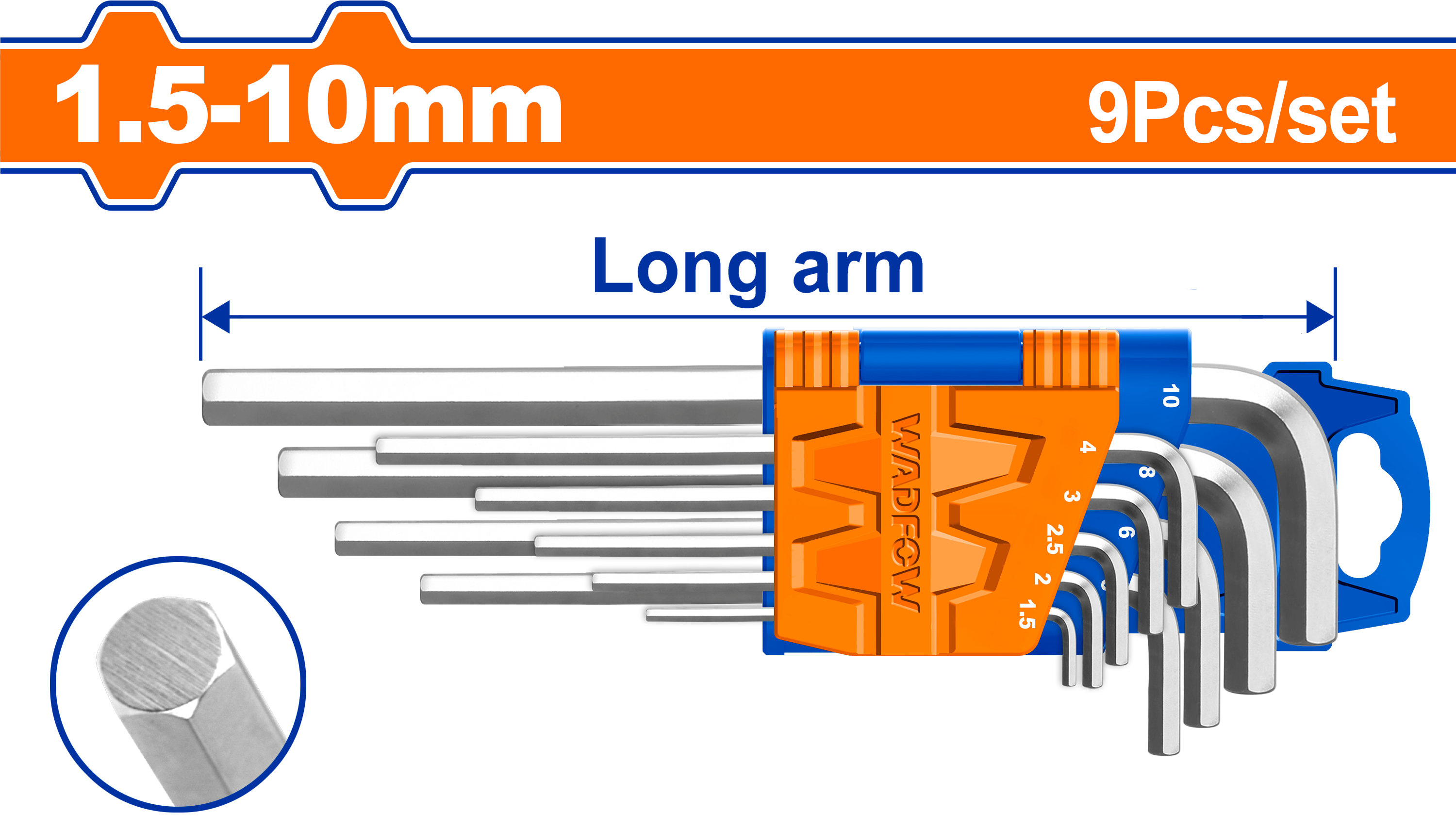WADFOW 9pcs Hex key Long WHK1291
