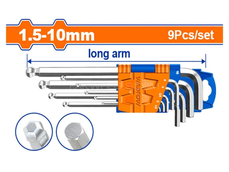 WADFOW 9pcs Ball point hex key Long WHK2291