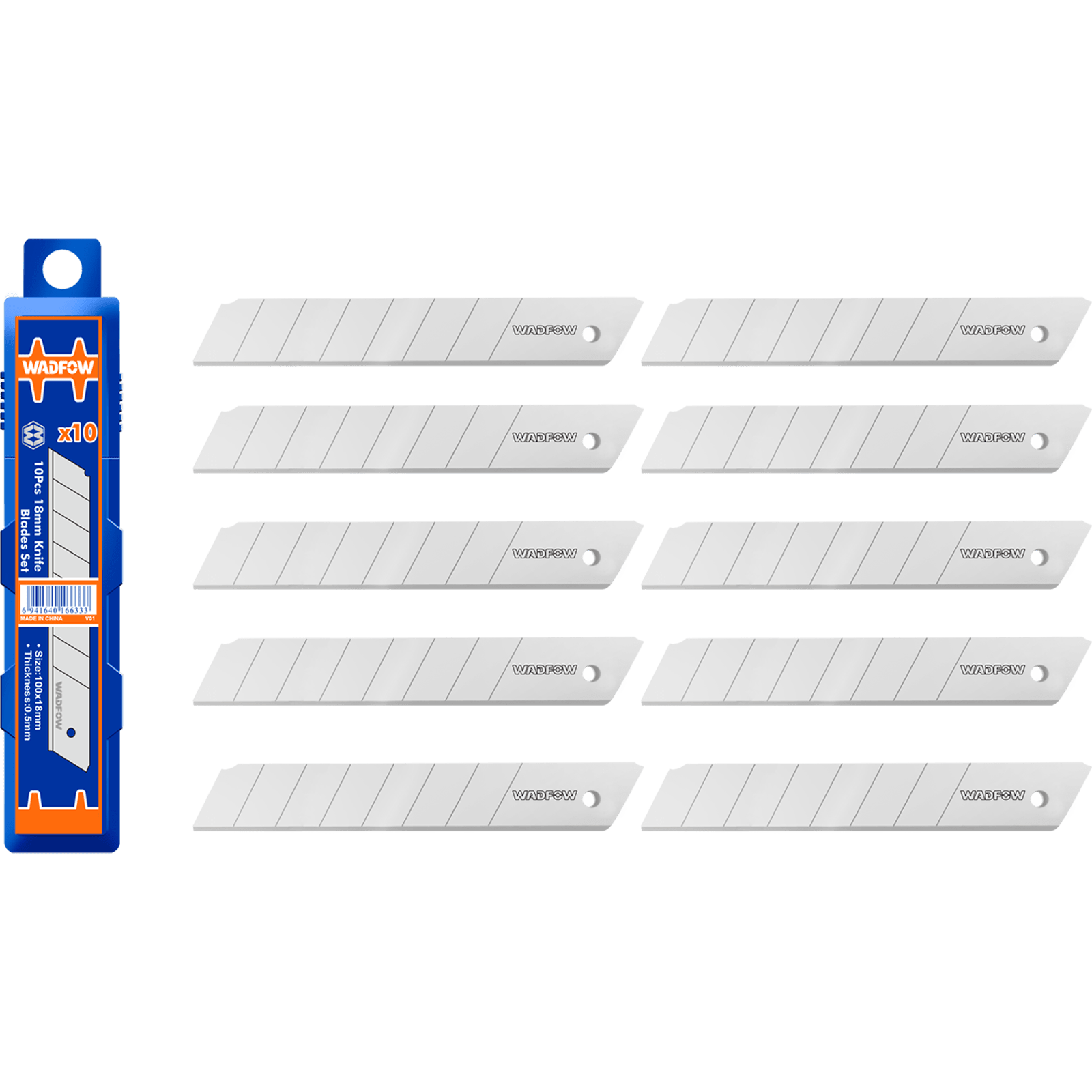 WADFOW 10 Pcs snap-off knife blades set WMK1K18