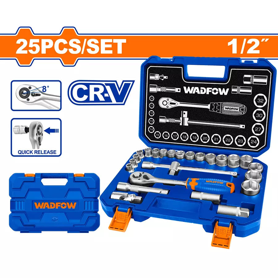 WADFOW 25 Pcs 1/2" socket set WST2D25