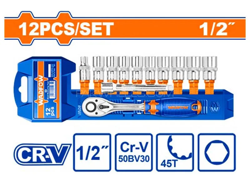 WADFOW 12 Pcs 1/2" socket set WST2212